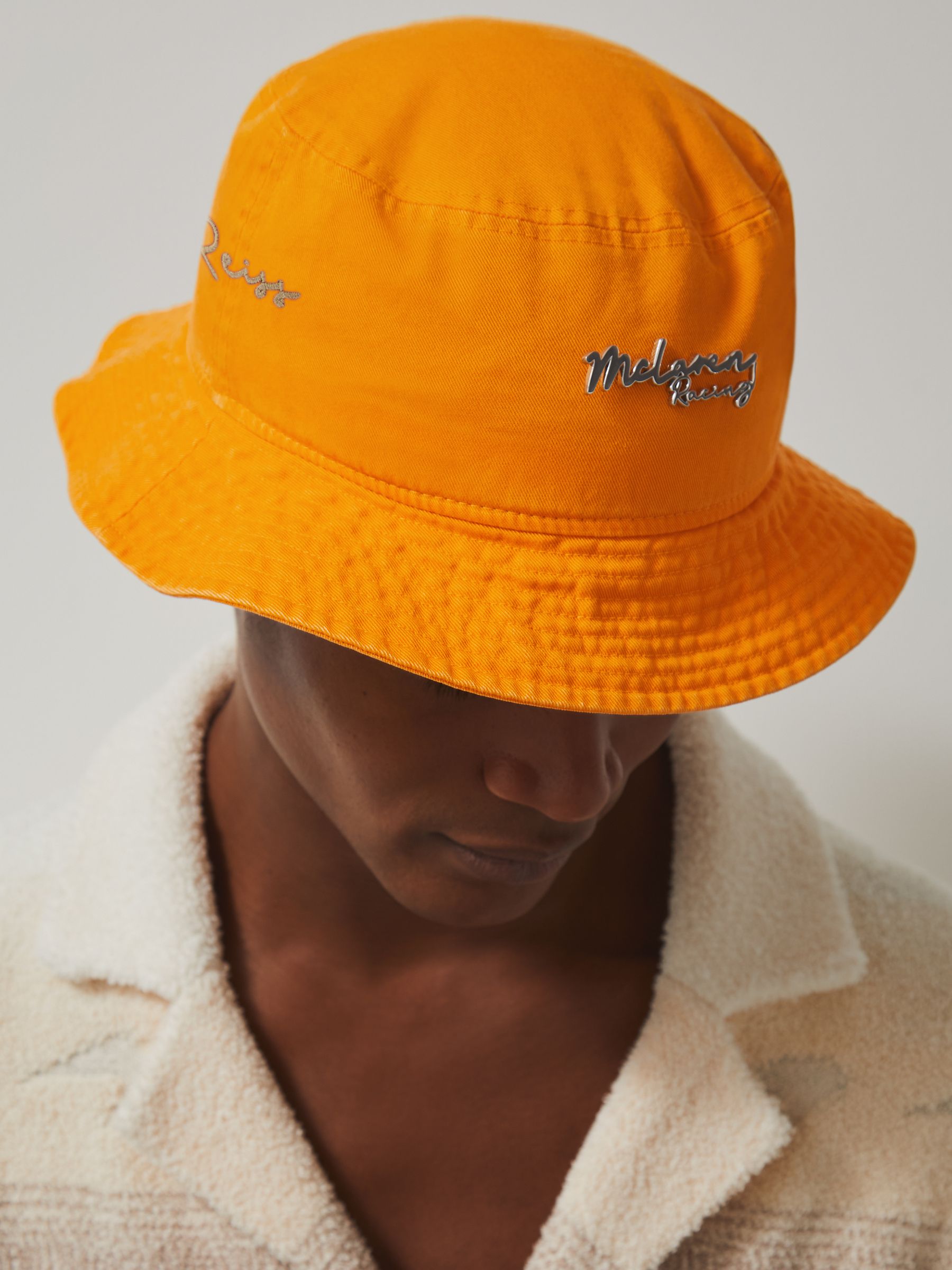 Unisex Fit McLaren Racing Cotton Bucket Hat in Papaya Orange - Image 1 of 5