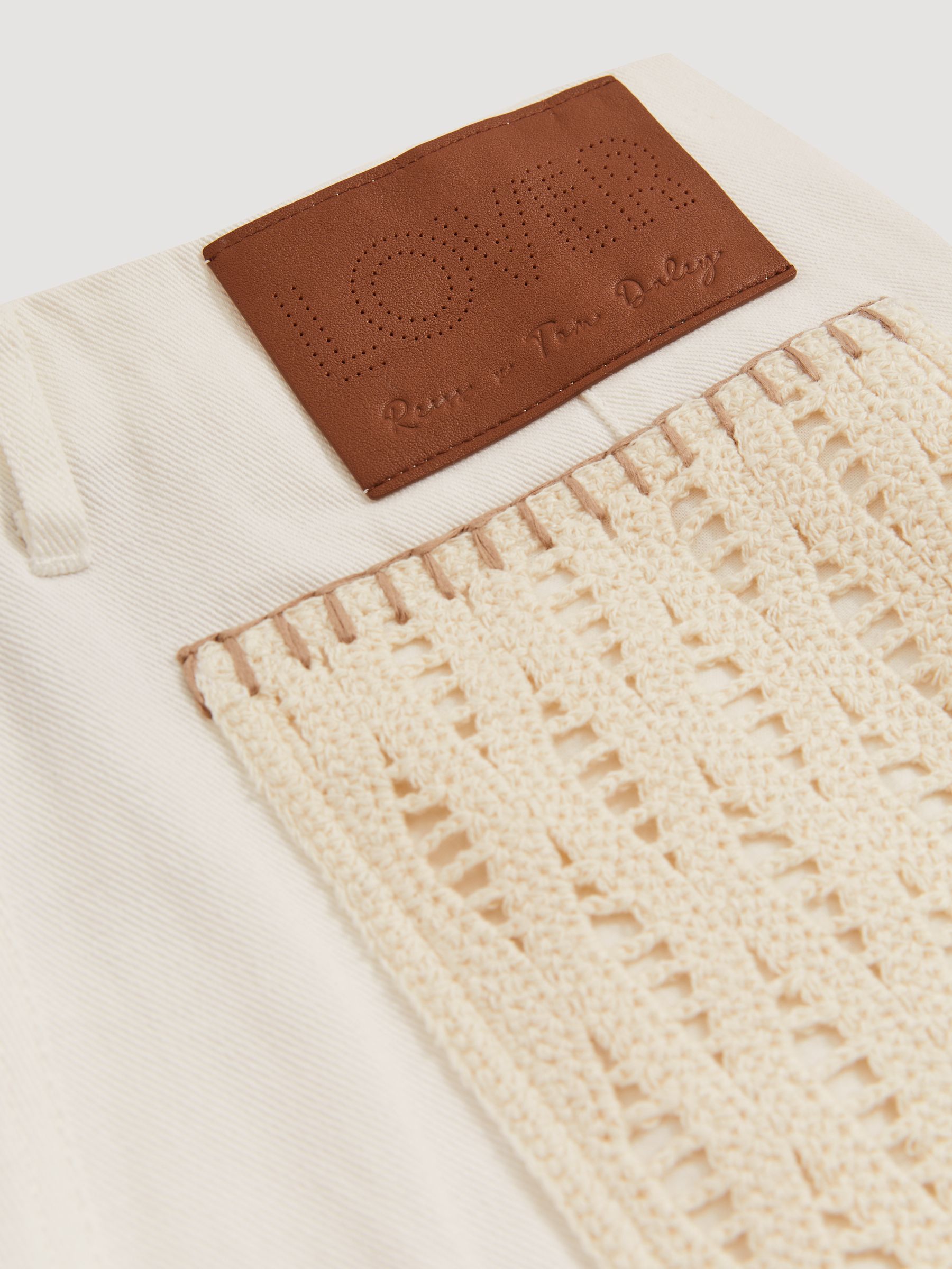 Reiss | Tom Daley Crochet Denim Shorts in Off White - Image 5 of 5