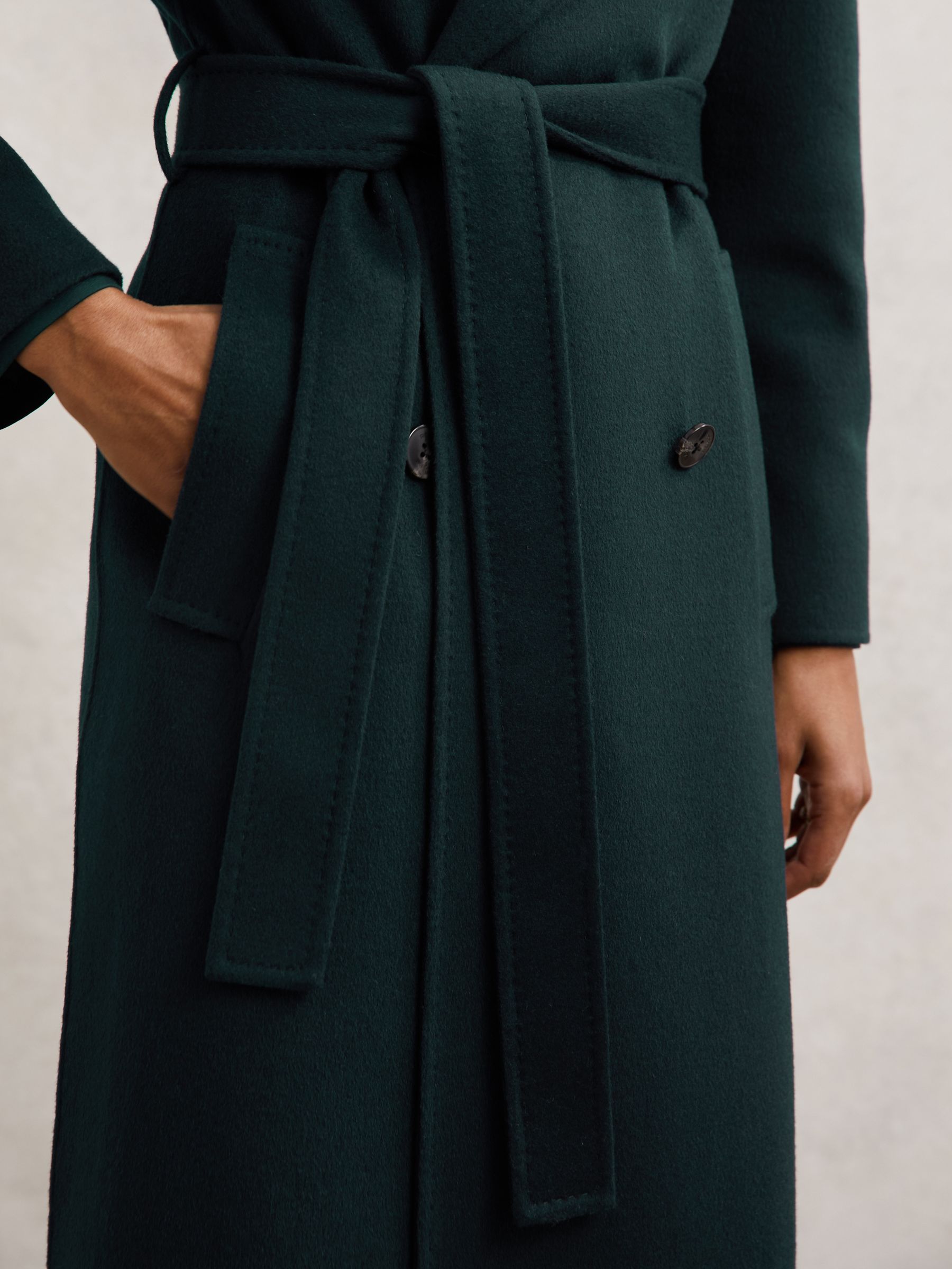 Petite Double-Breasted Blindseam Coat Wool-Blend in Green - image 5