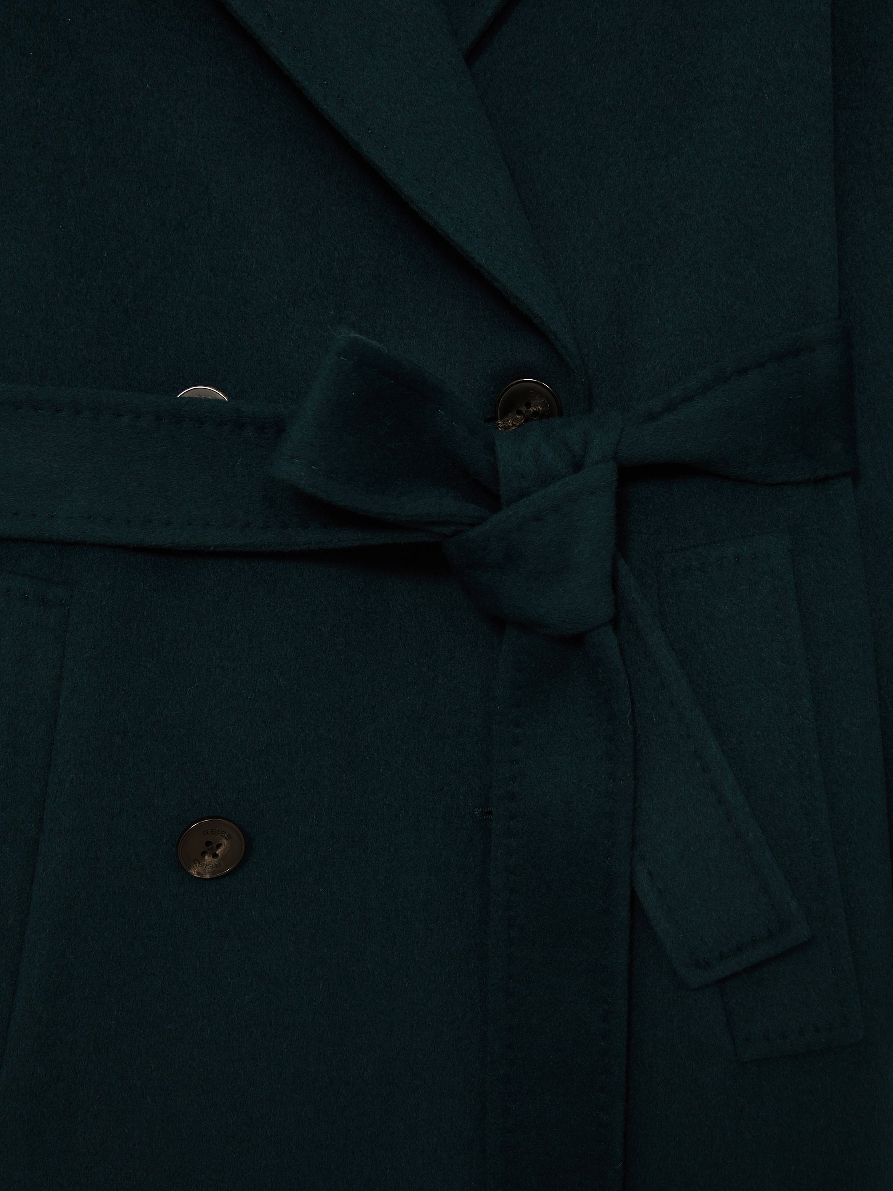 Petite Double-Breasted Blindseam Coat Wool-Blend in Green - image 4