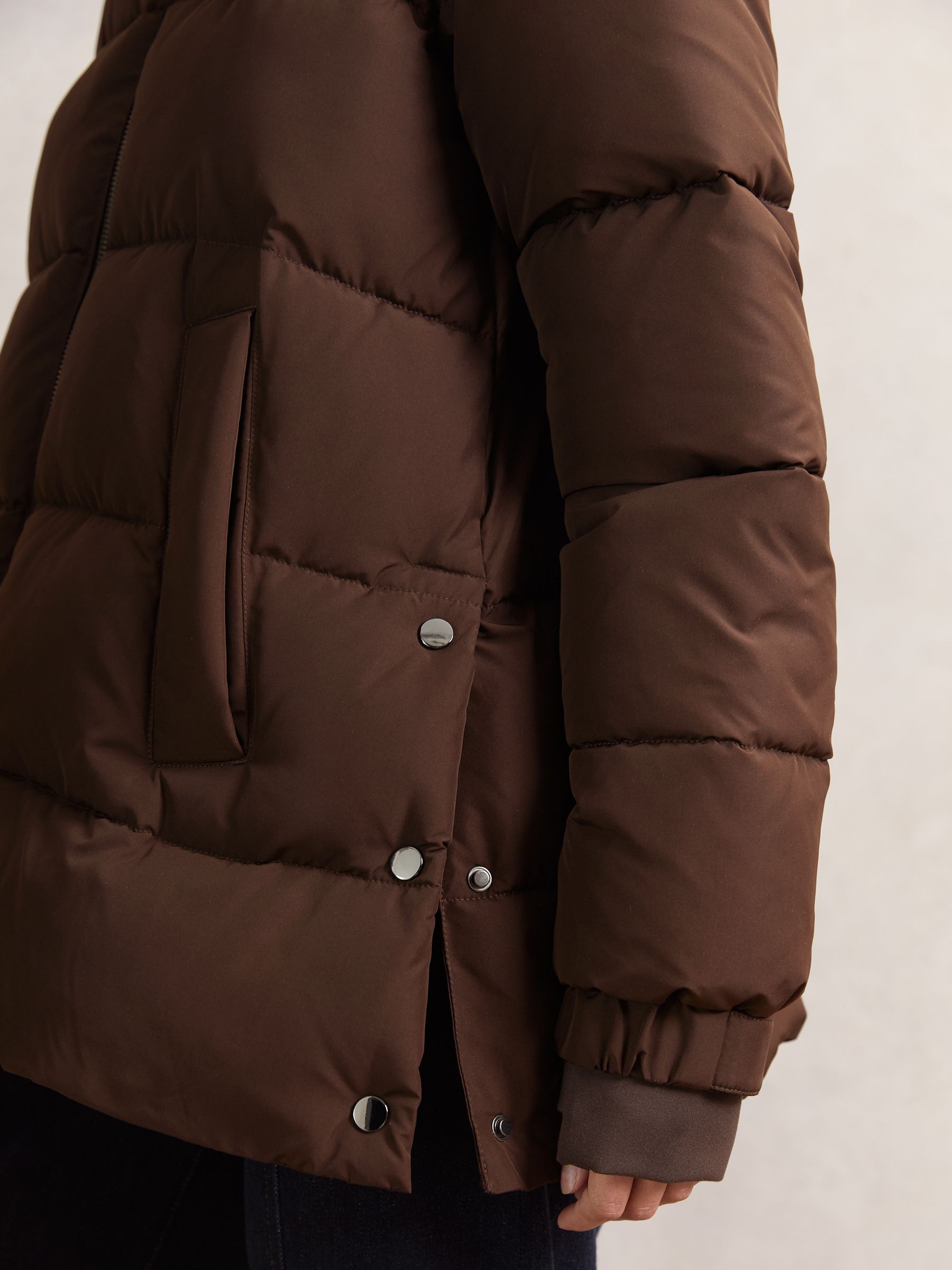 Short Hooded Puffer Coat in Chocolate Brown - Image 5 of 6