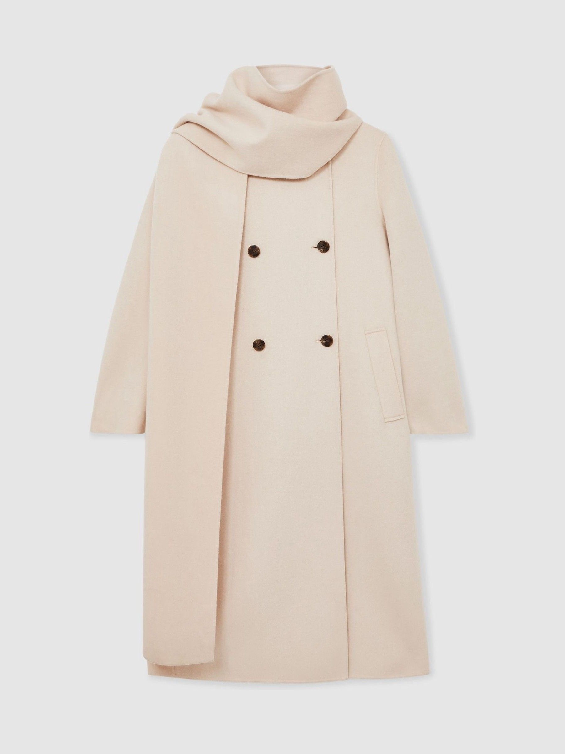 Petite Wool-Blend Scarf Blindseam Coat in Cream - Image 2 of 9