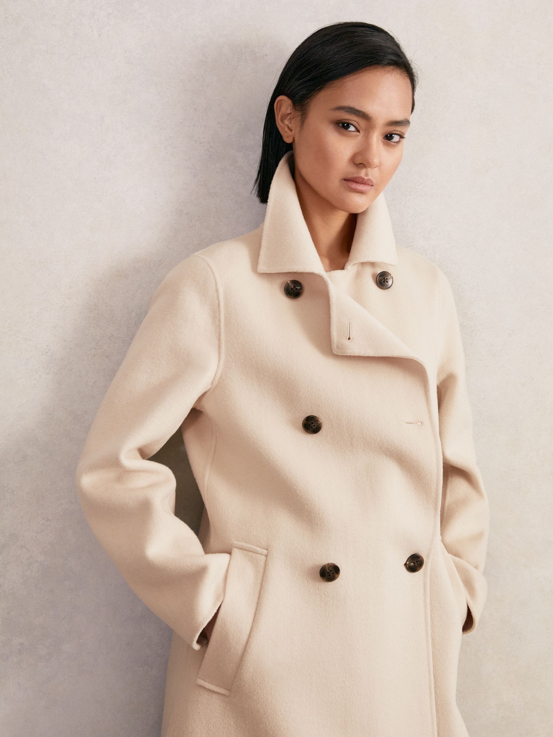 Petite Wool-Blend Scarf Blindseam Coat in Cream - Image 7 of 9