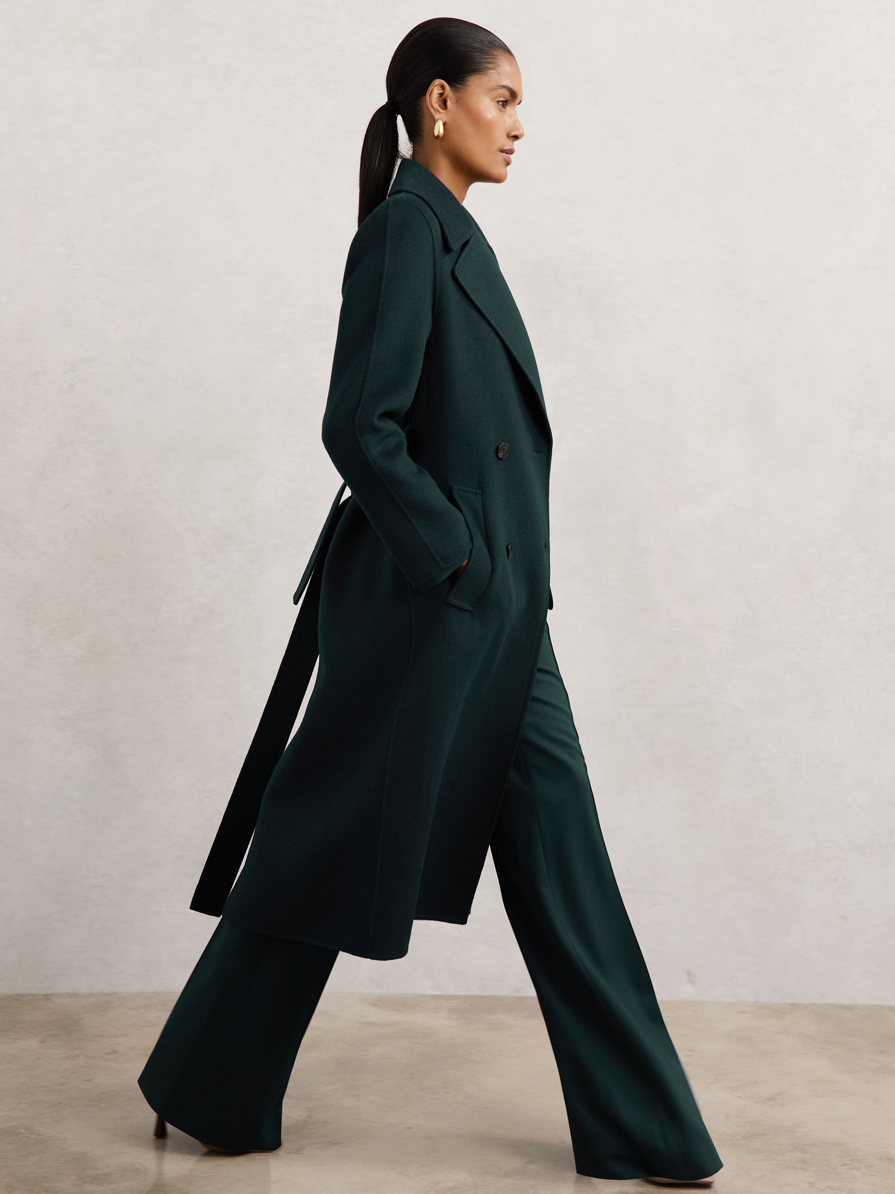 Double-Breasted Blindseam Coat Wool-Blend in Green - Image 1 of 6