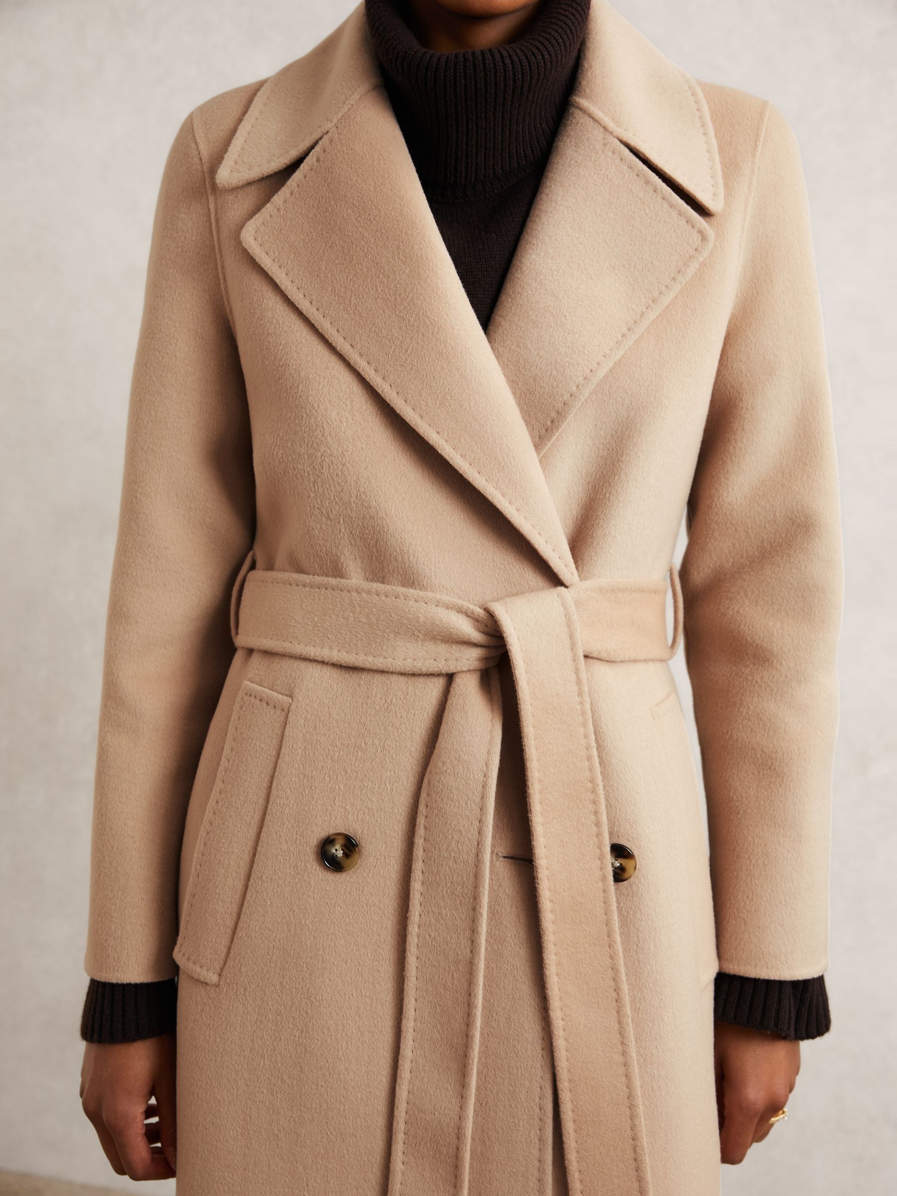 Double-Breasted Blindseam Coat Wool-Blend in Neutral - Image 3 of 5