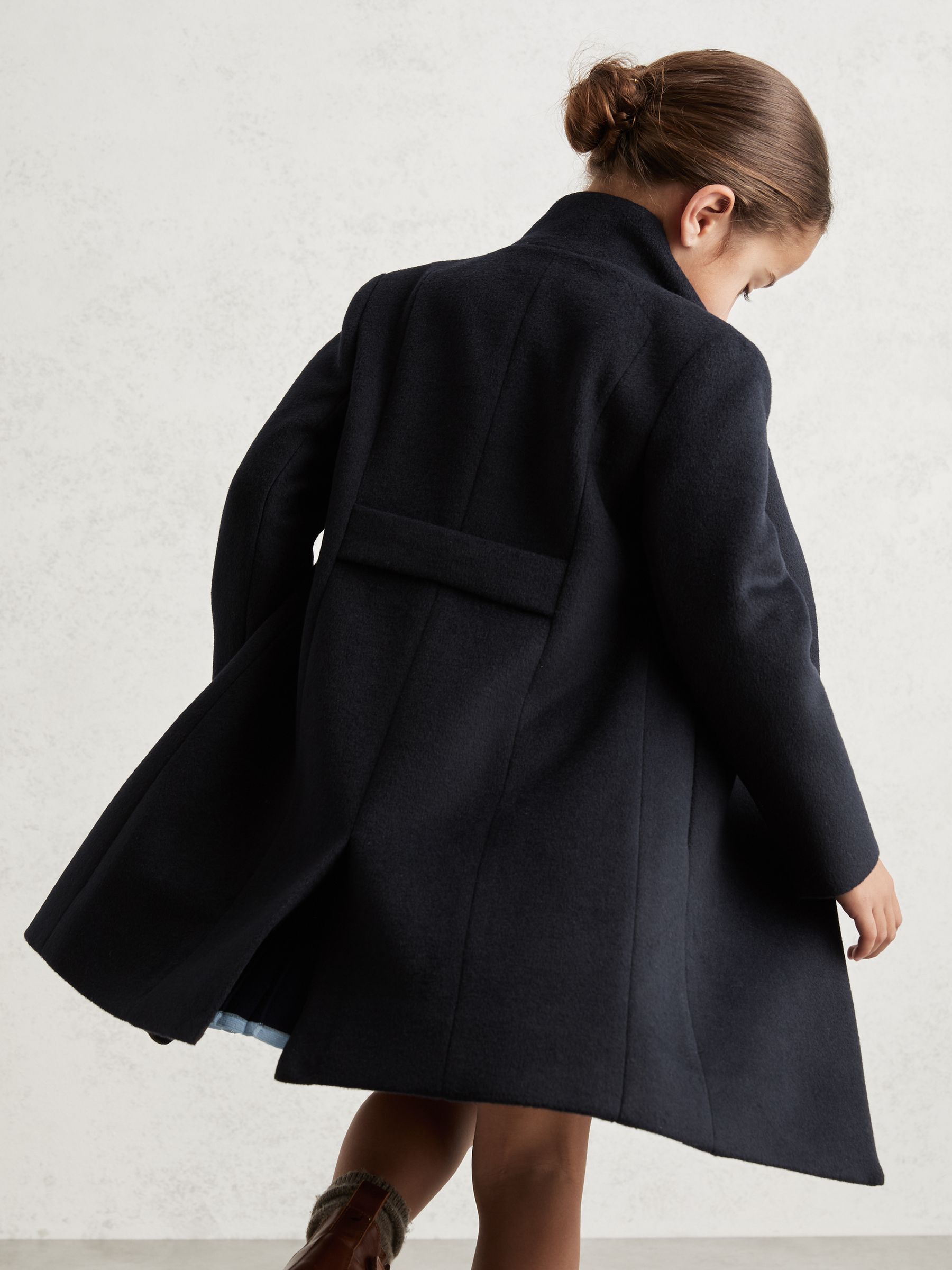 9-13 yrs Wool-Blend Funnel-Neck Coat in Navy - Image 1 of 5
