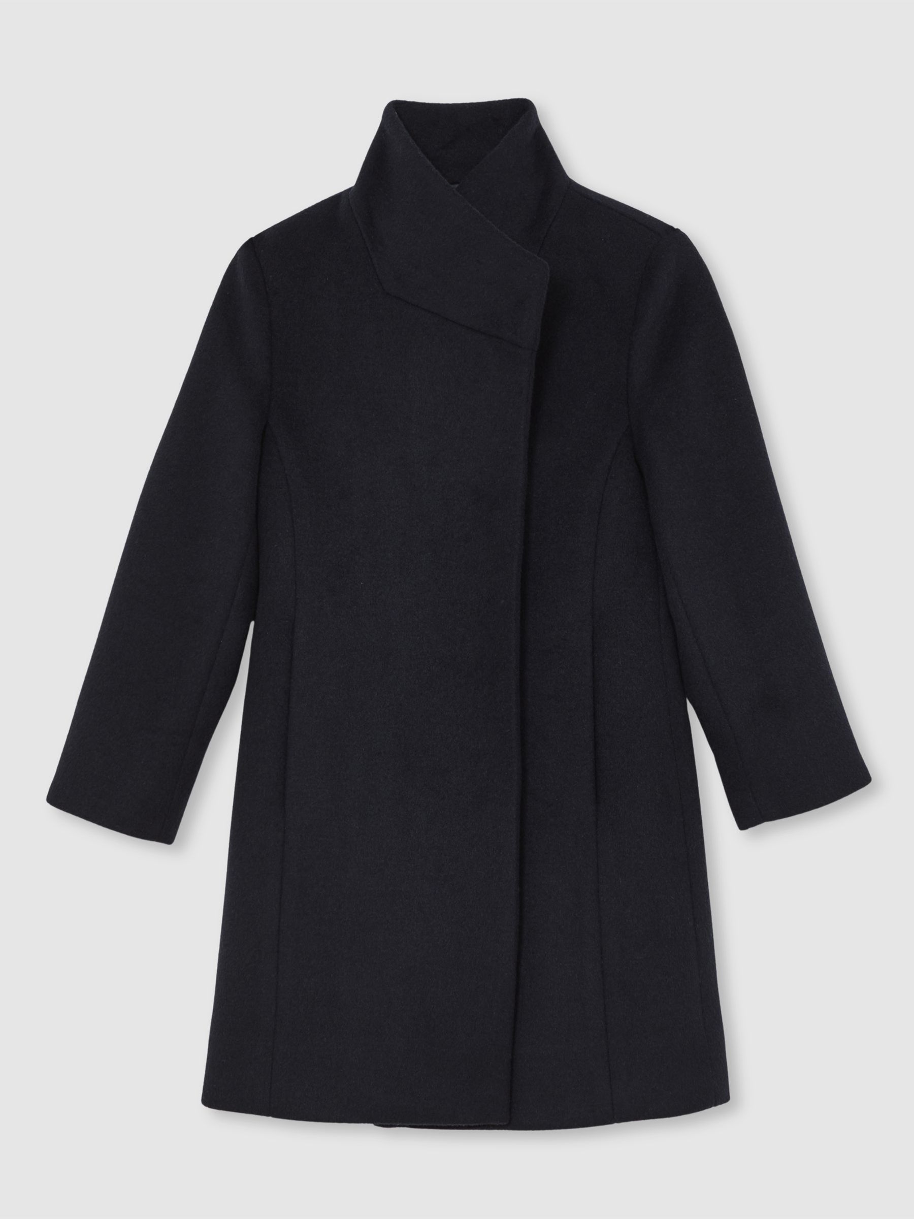 9-13 yrs Wool-Blend Funnel-Neck Coat in Navy - Image 2 of 5