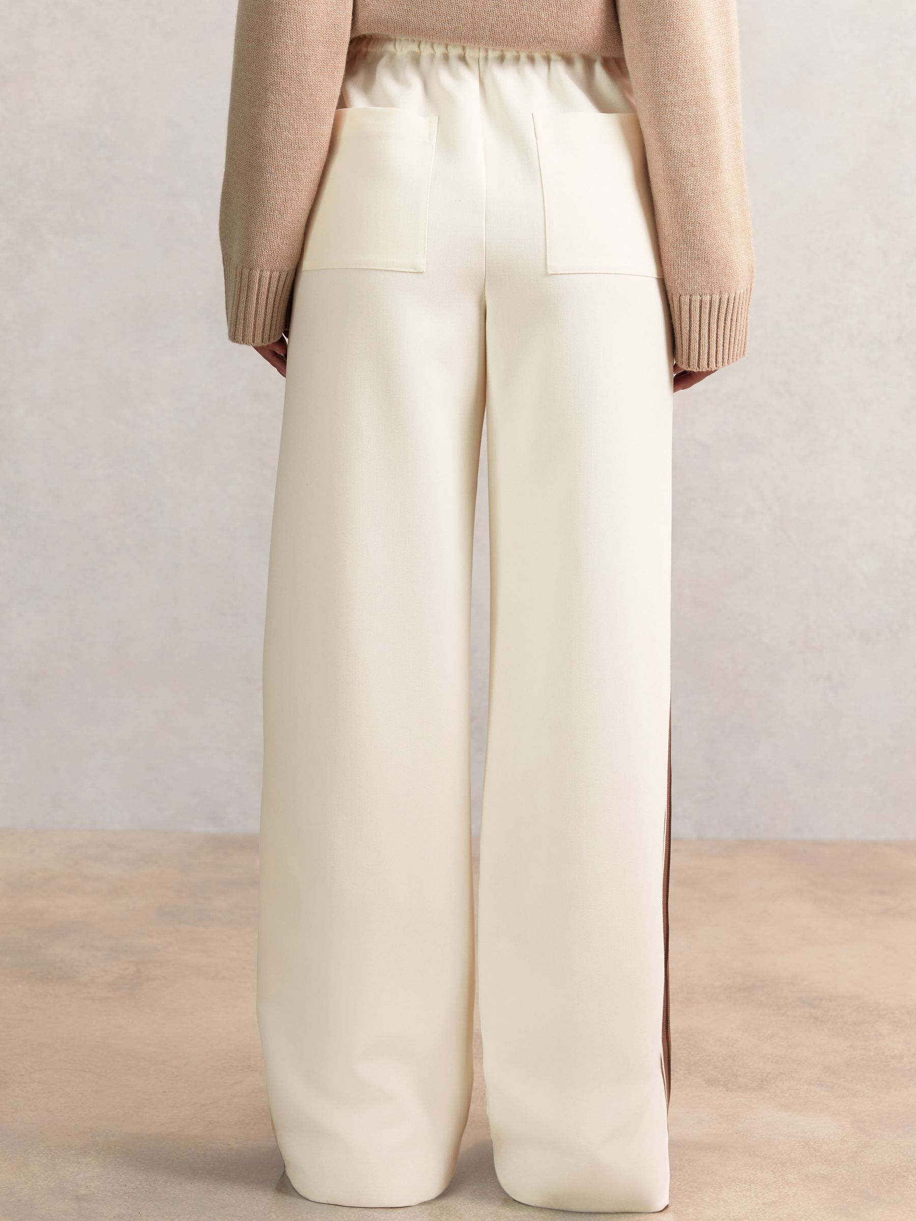 Side-Stripe Wide-Leg Trousers in Cream - image 5