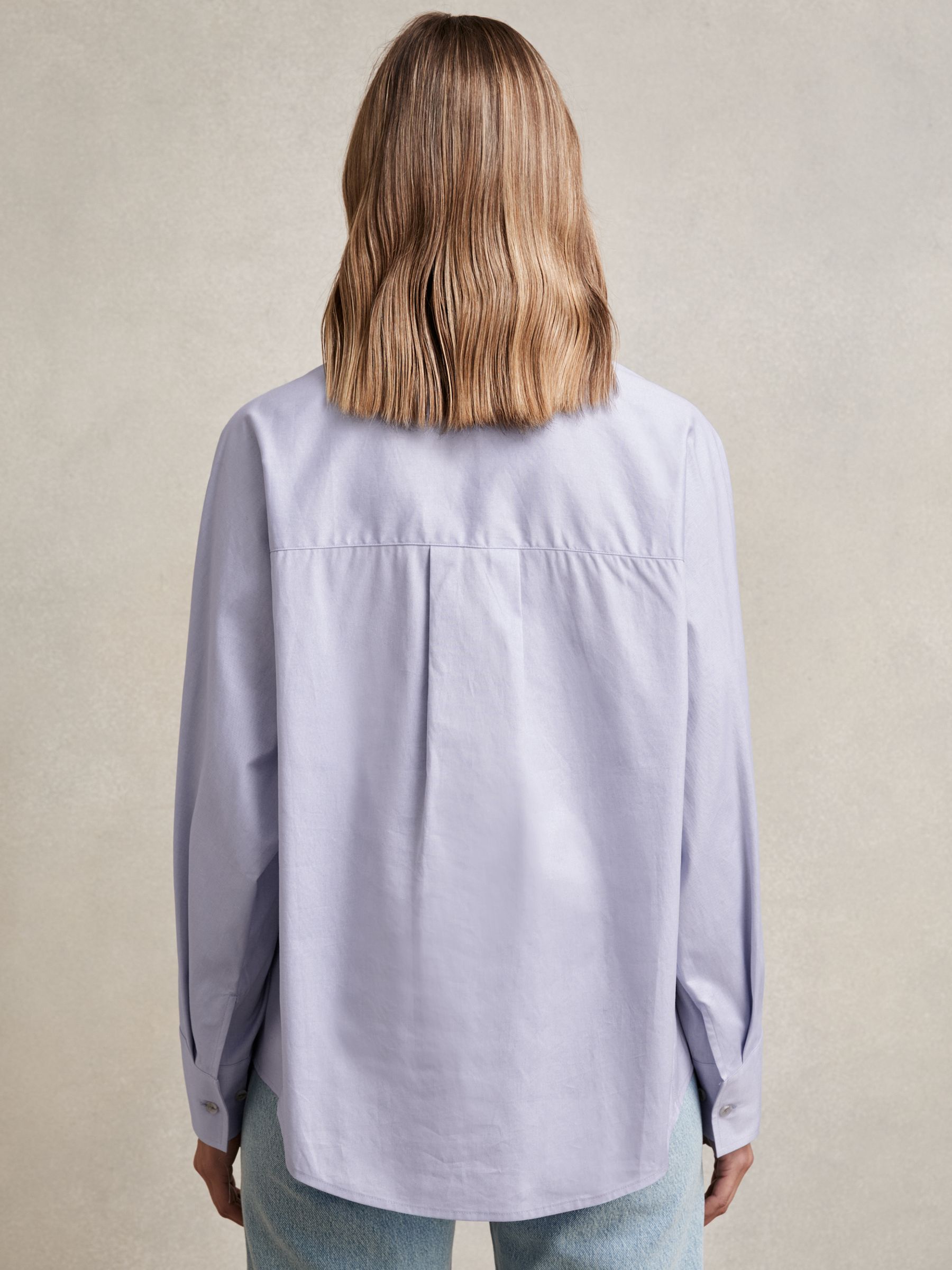 Cotton Button Through Oxford Shirt in Blue - image 5