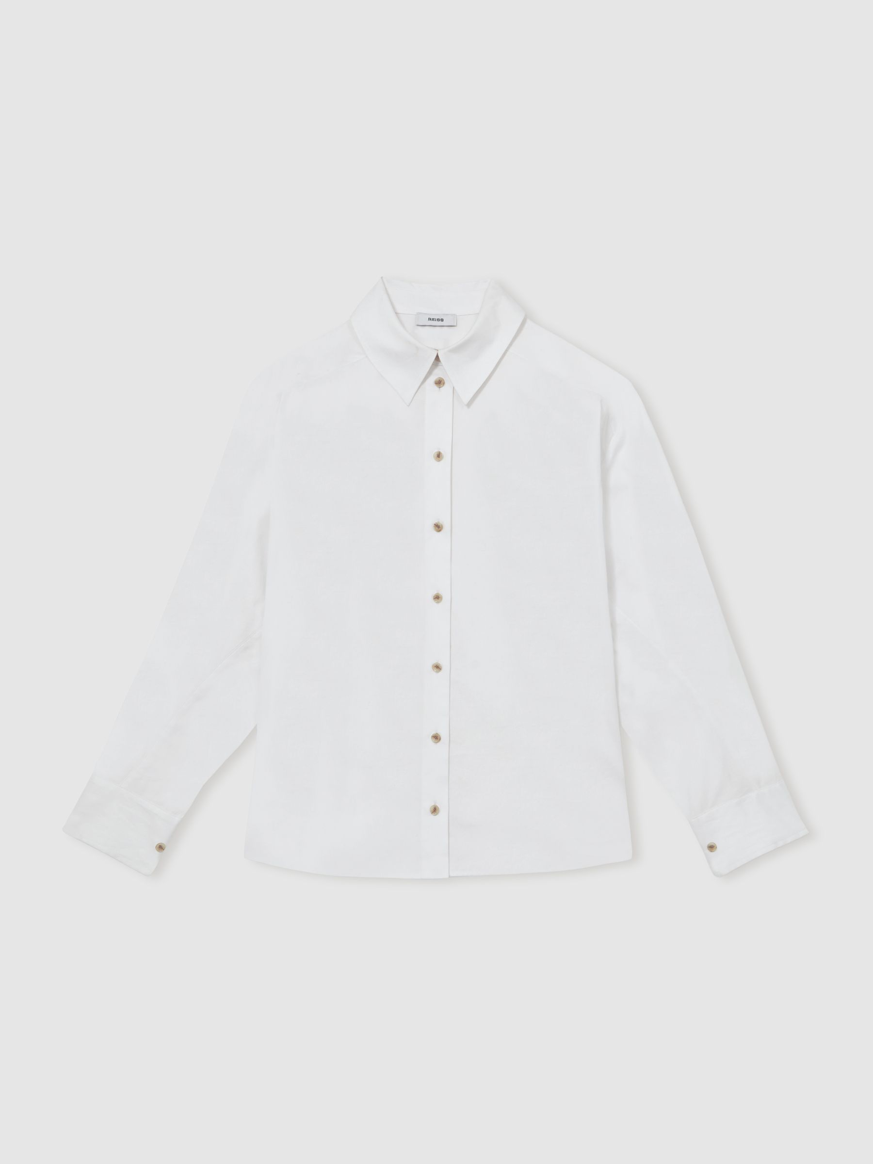 Cotton Button Through Oxford Shirt in White - Image 2 of 6