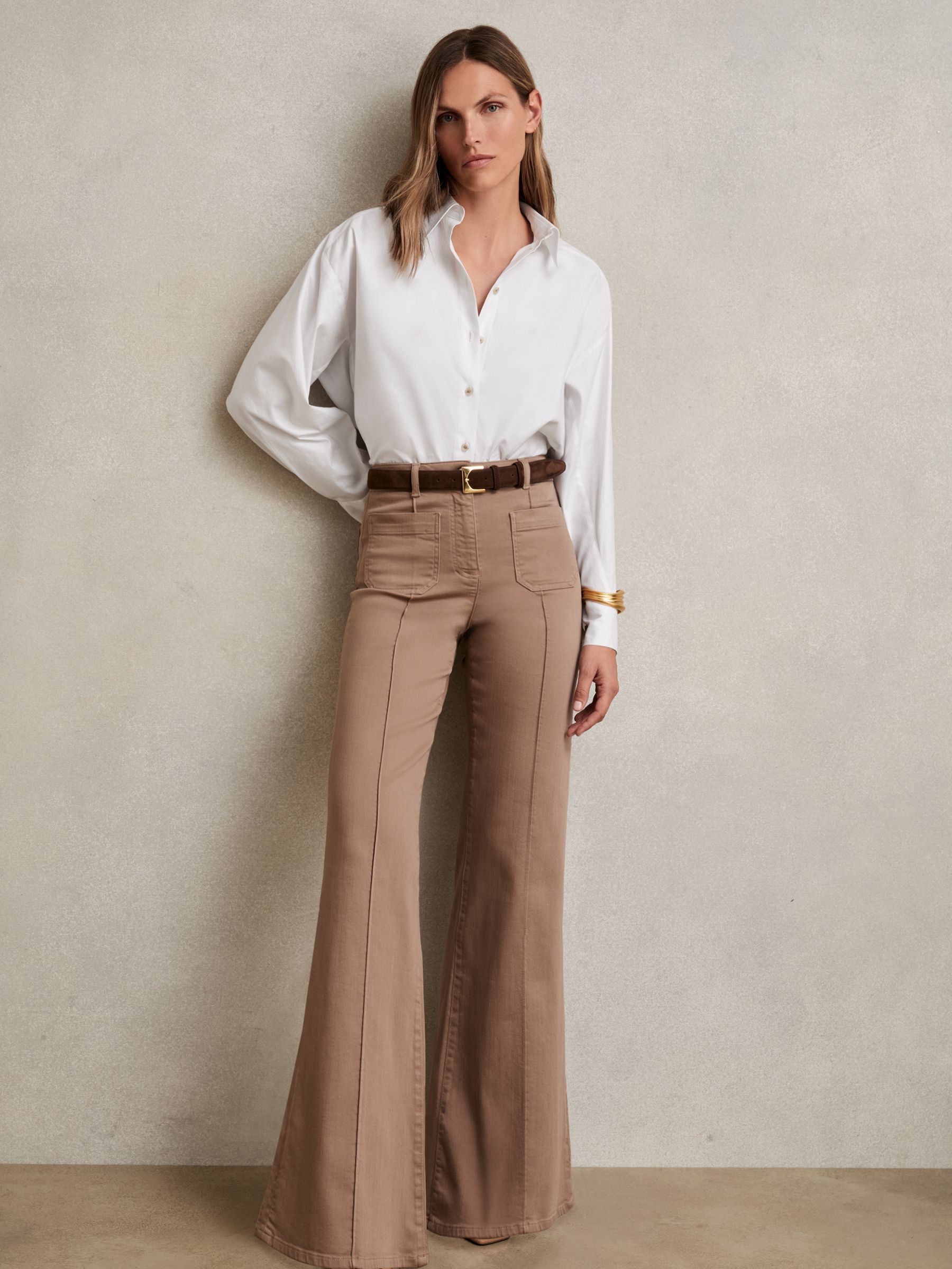 Cotton Button Through Oxford Shirt in White - Image 3 of 6