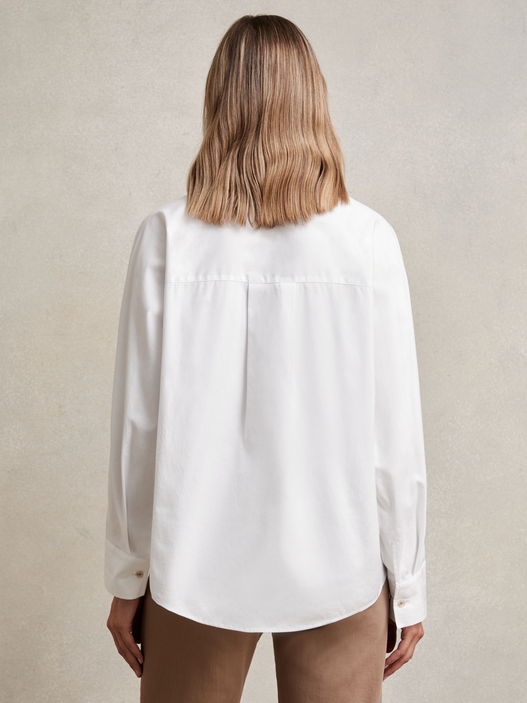 Cotton Button Through Oxford Shirt in White - image 4