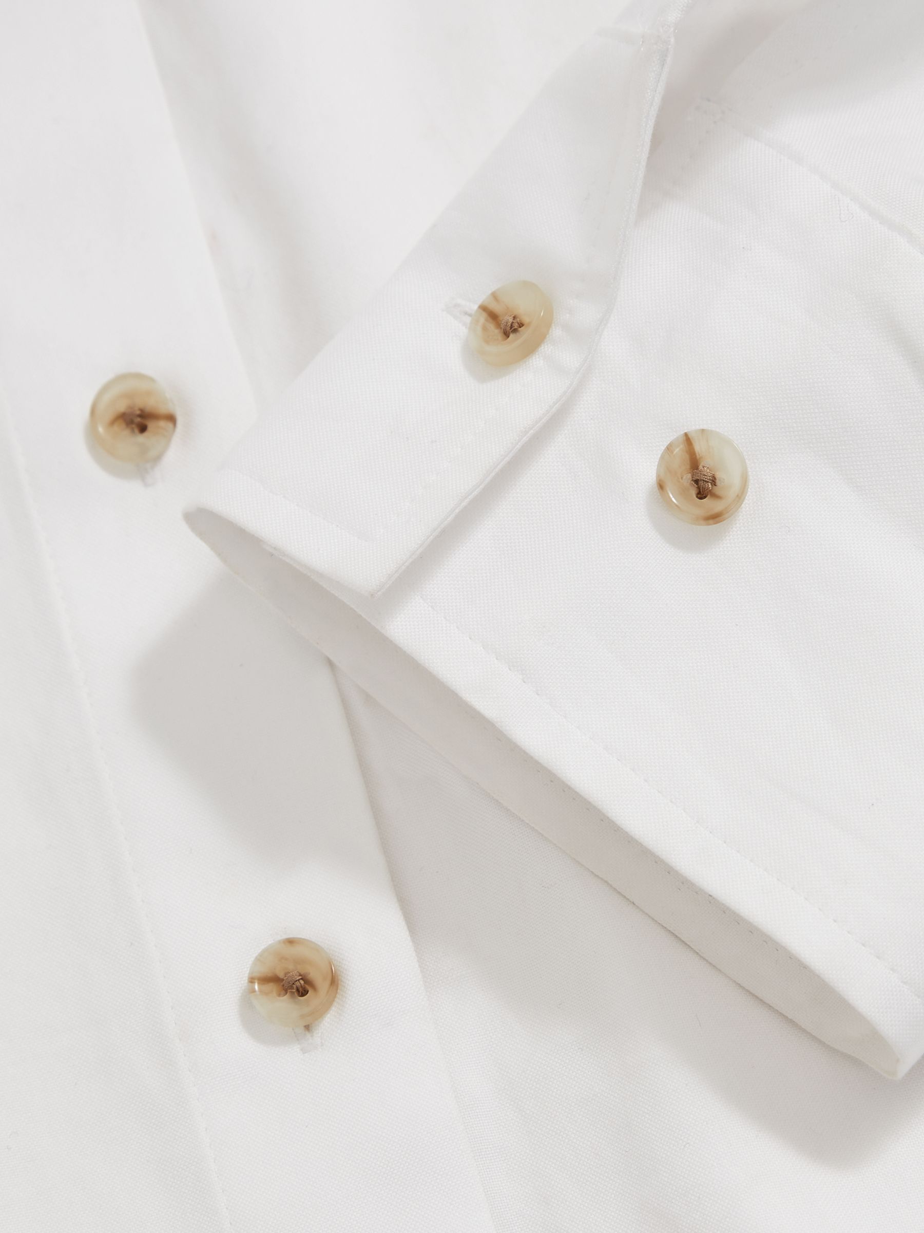 Cotton Button Through Oxford Shirt in White - image 3