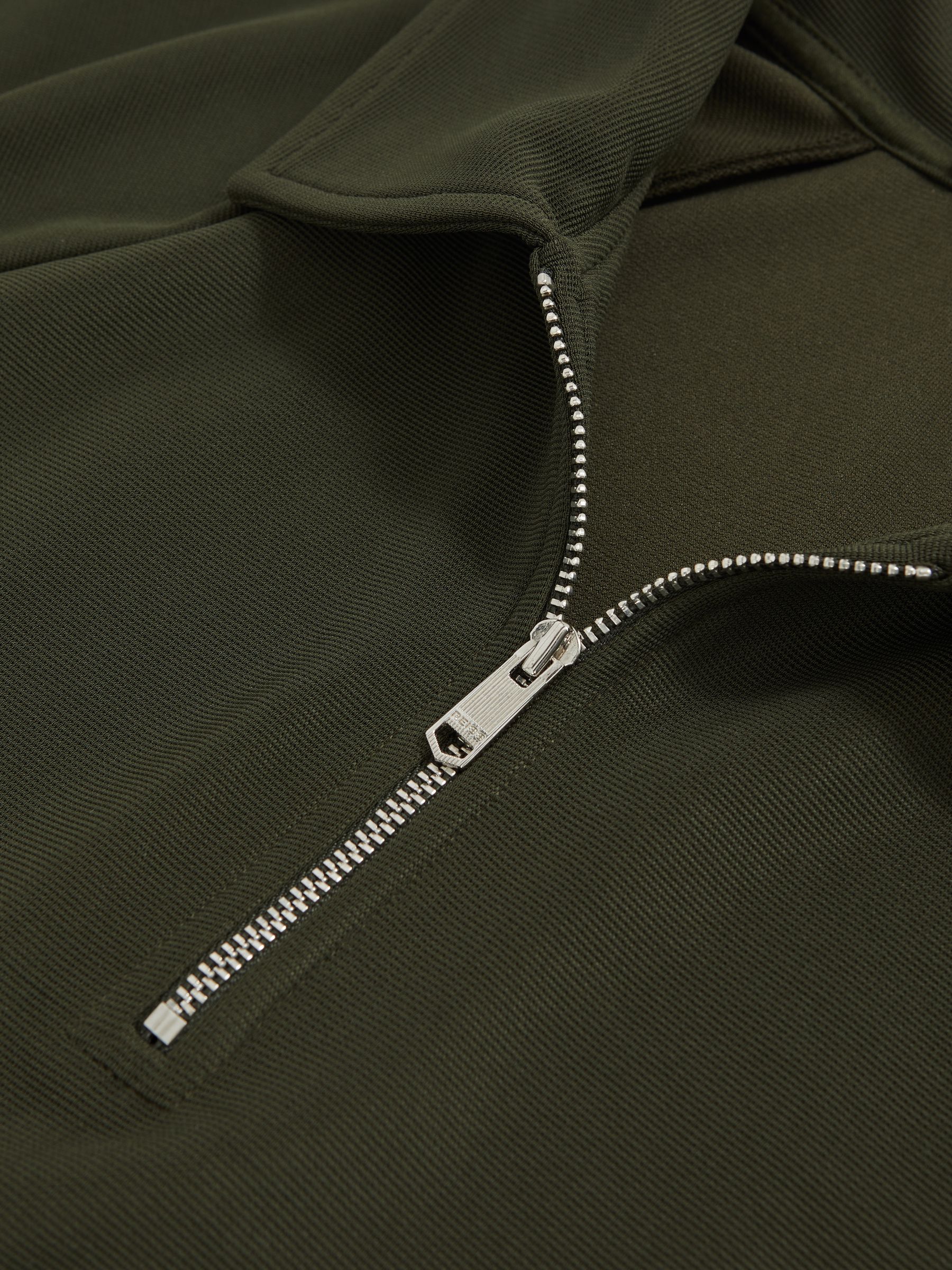 Textured Raglan Half-Zip Polo Shirt in Green - Image 6 of 6