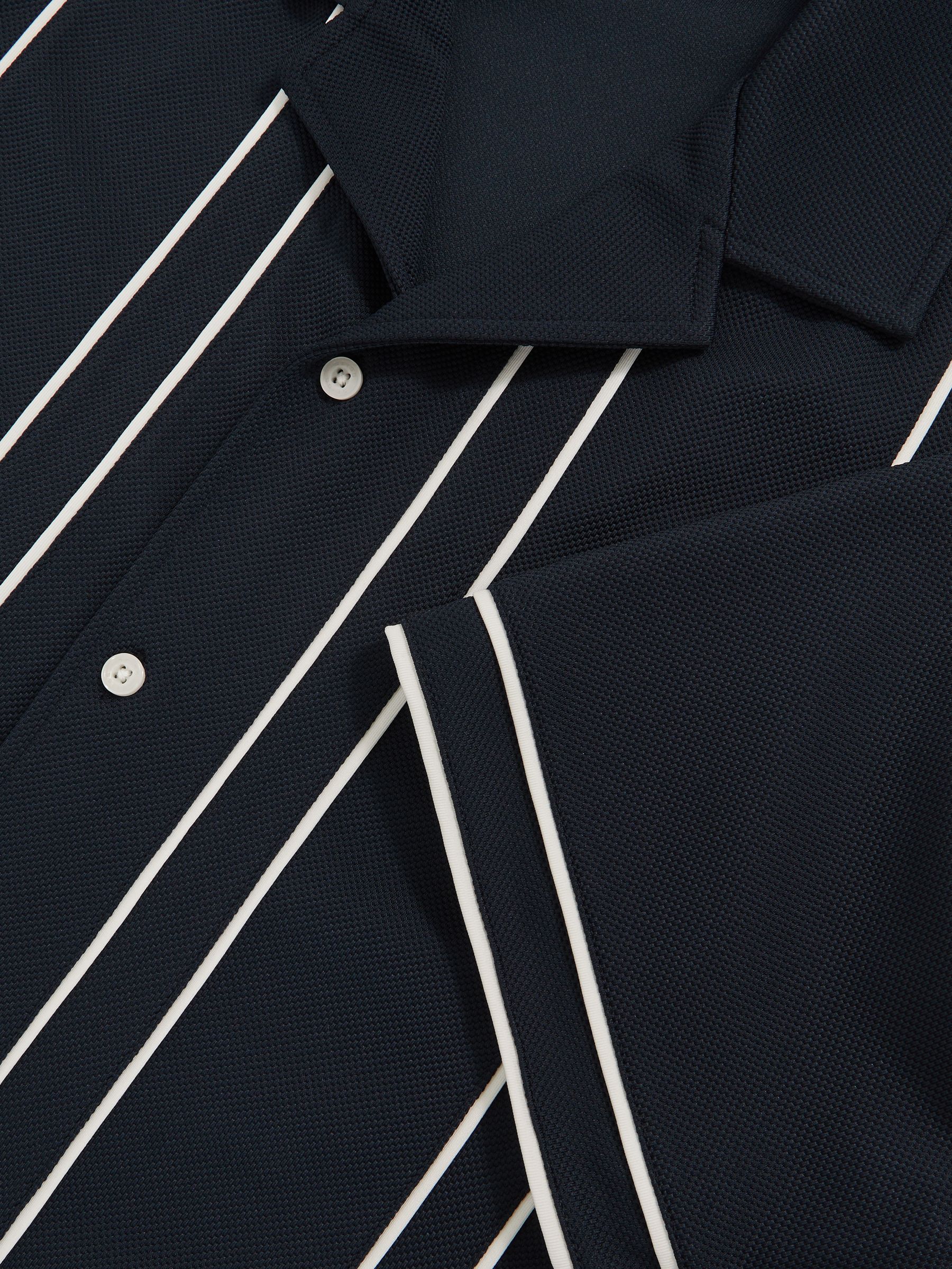 Piped-Stripe Cuban-Collar Shirt in Navy/White - image 5