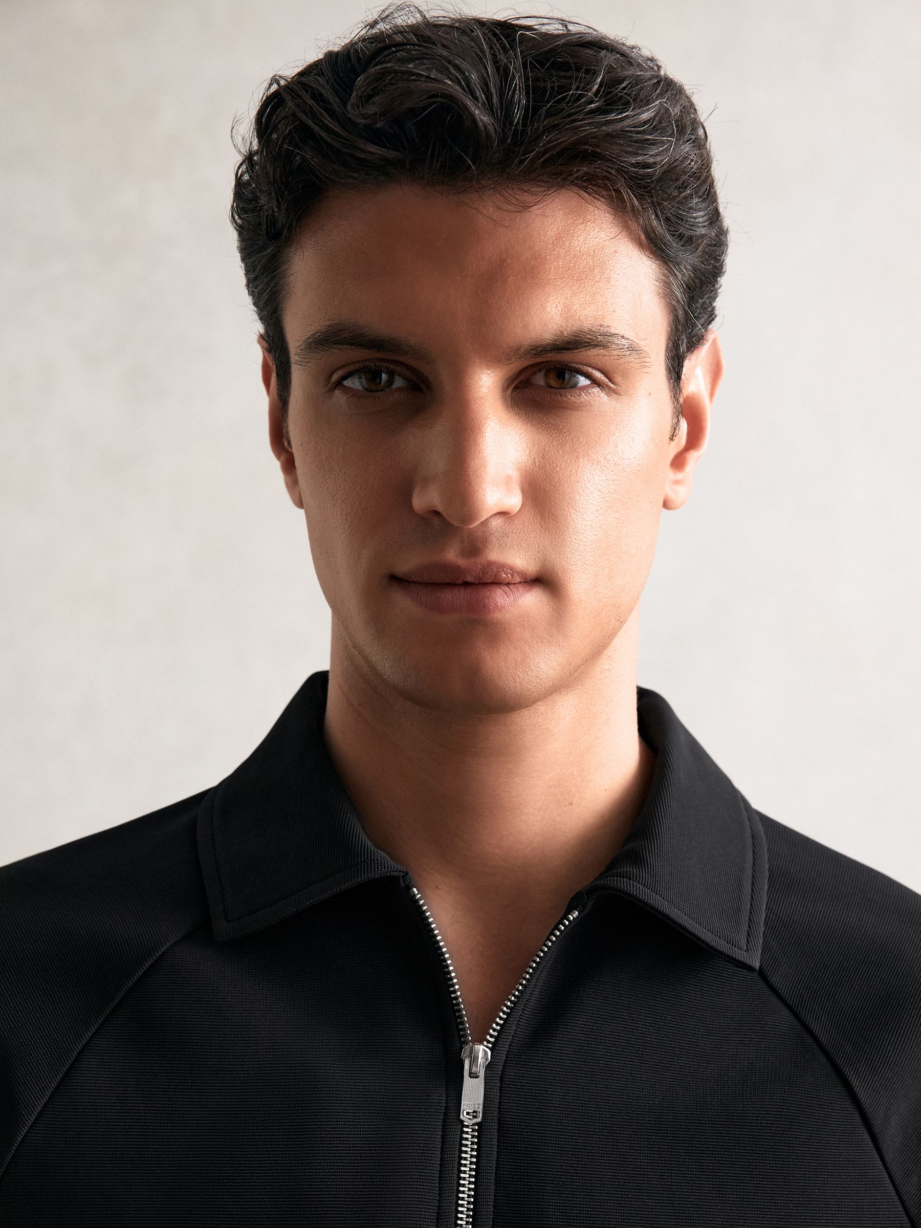 Textured Raglan Half-Zip Polo Shirt in Black - image 5