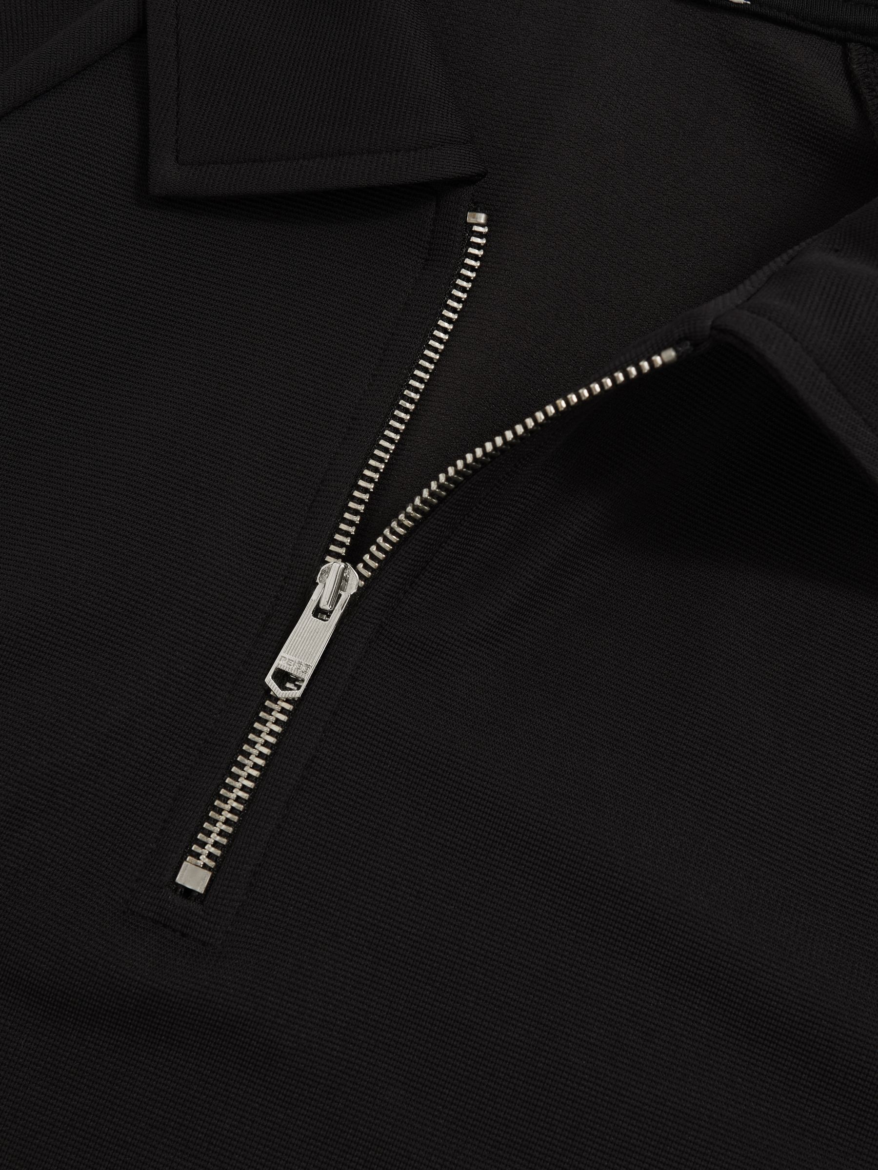 Textured Raglan Half-Zip Polo Shirt in Black - image 3