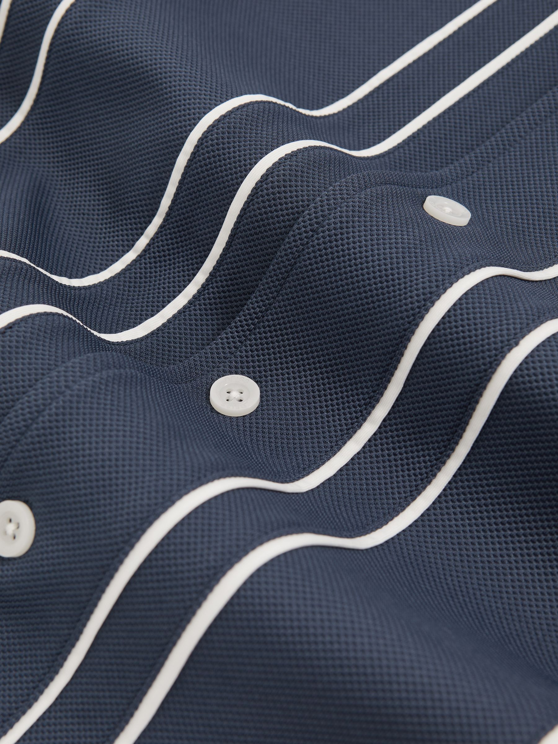 Piped-Stripe Cuban-Collar Shirt in Airforce Blue - Image 6 of 6