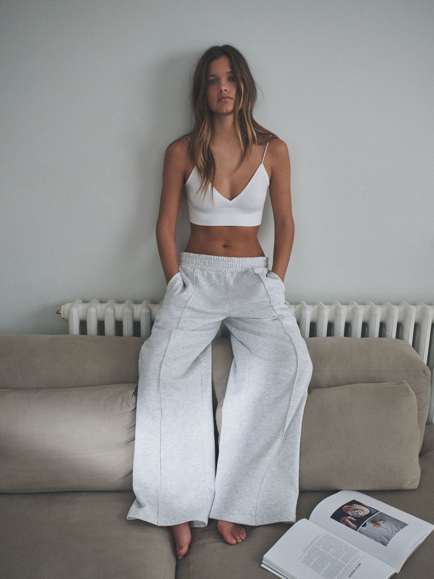 Black/Grey - 2 Pack Pintuck Wide Leg Joggers - Image 1 of 8
