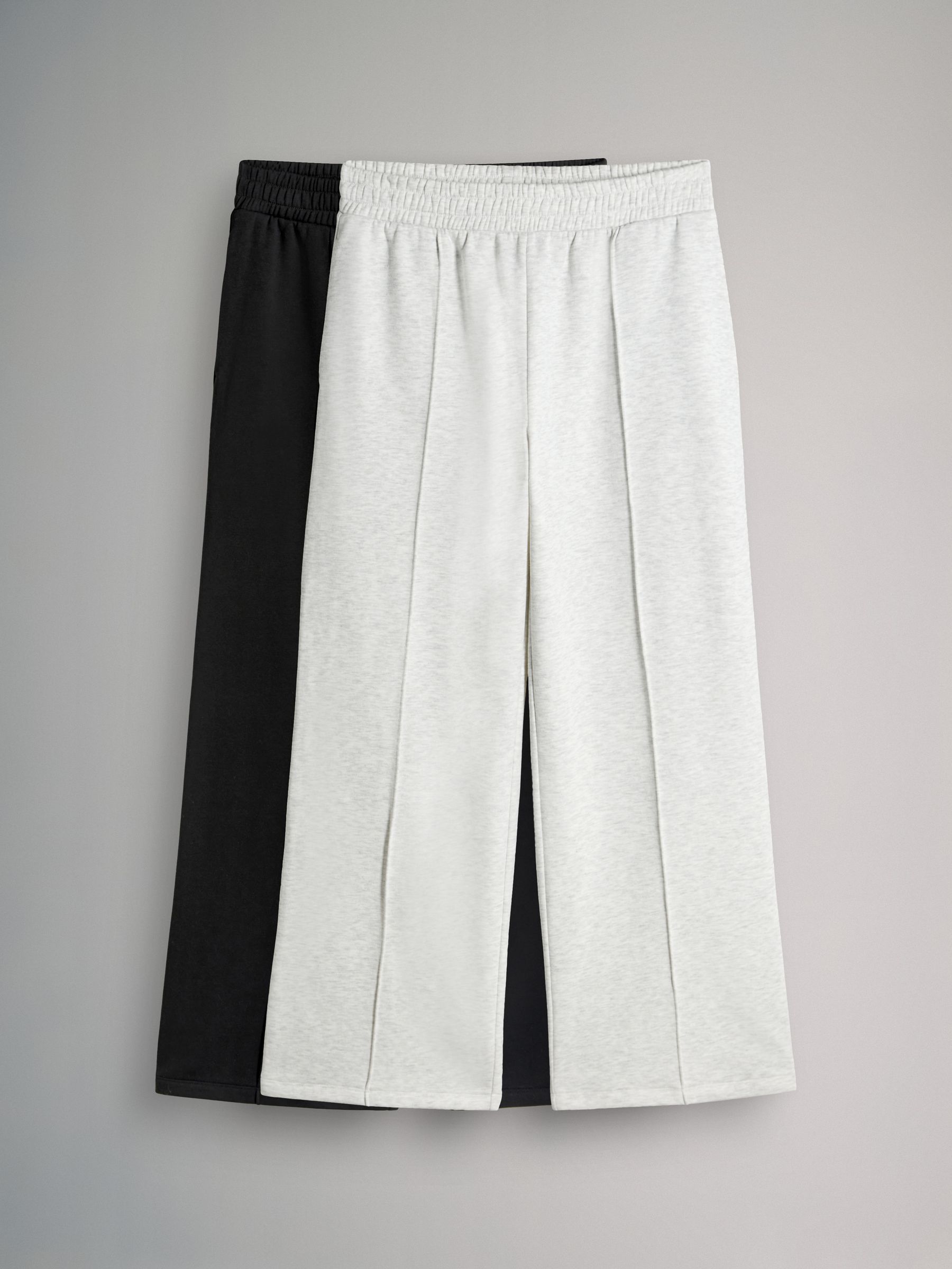 Black/Grey - 2 Pack Pintuck Wide Leg Joggers - Image 2 of 8