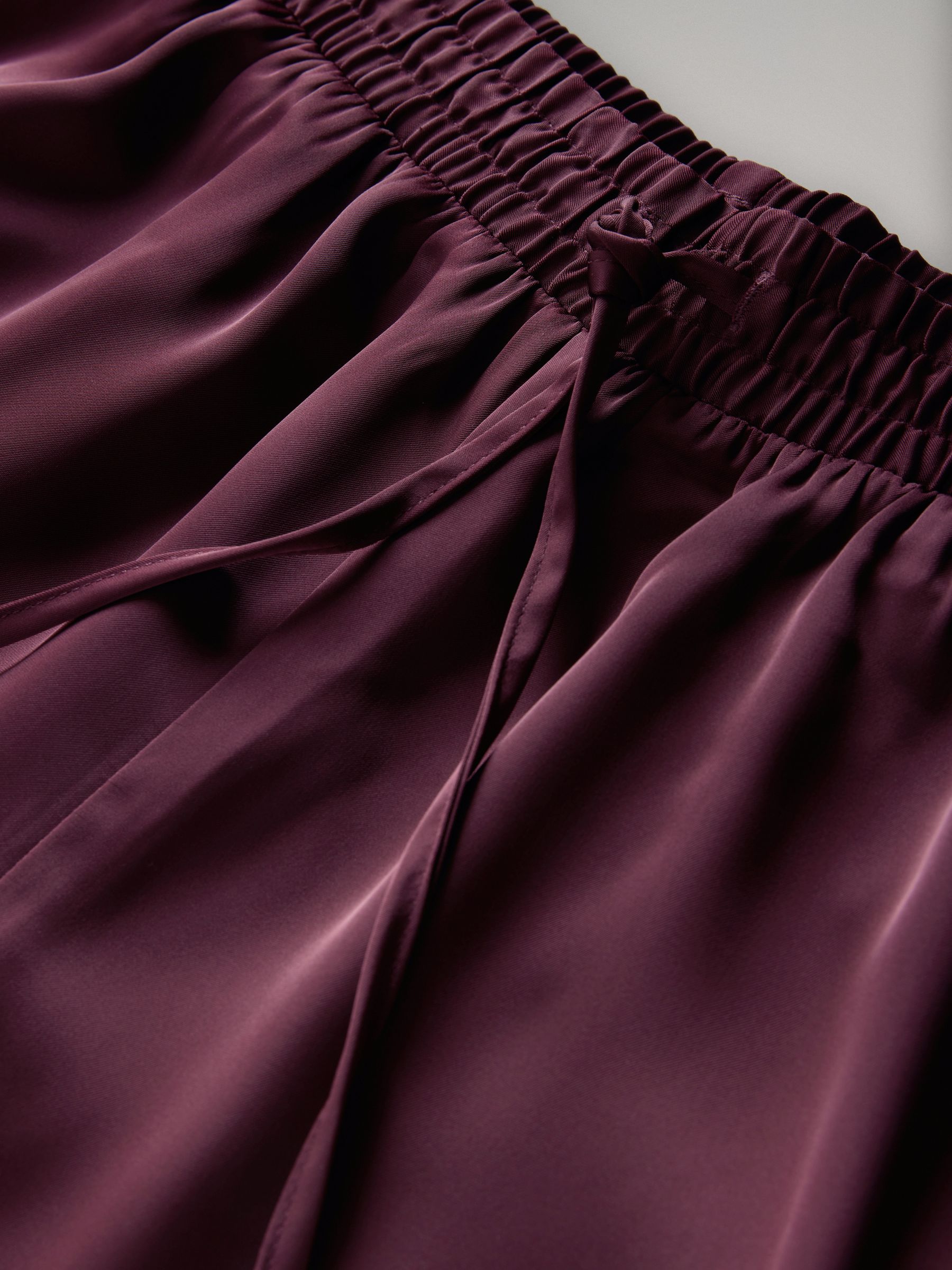 Black/Burgundy Red - 2 Pack Satin Wide Leg Pull On Trousers - Image 11 of 12