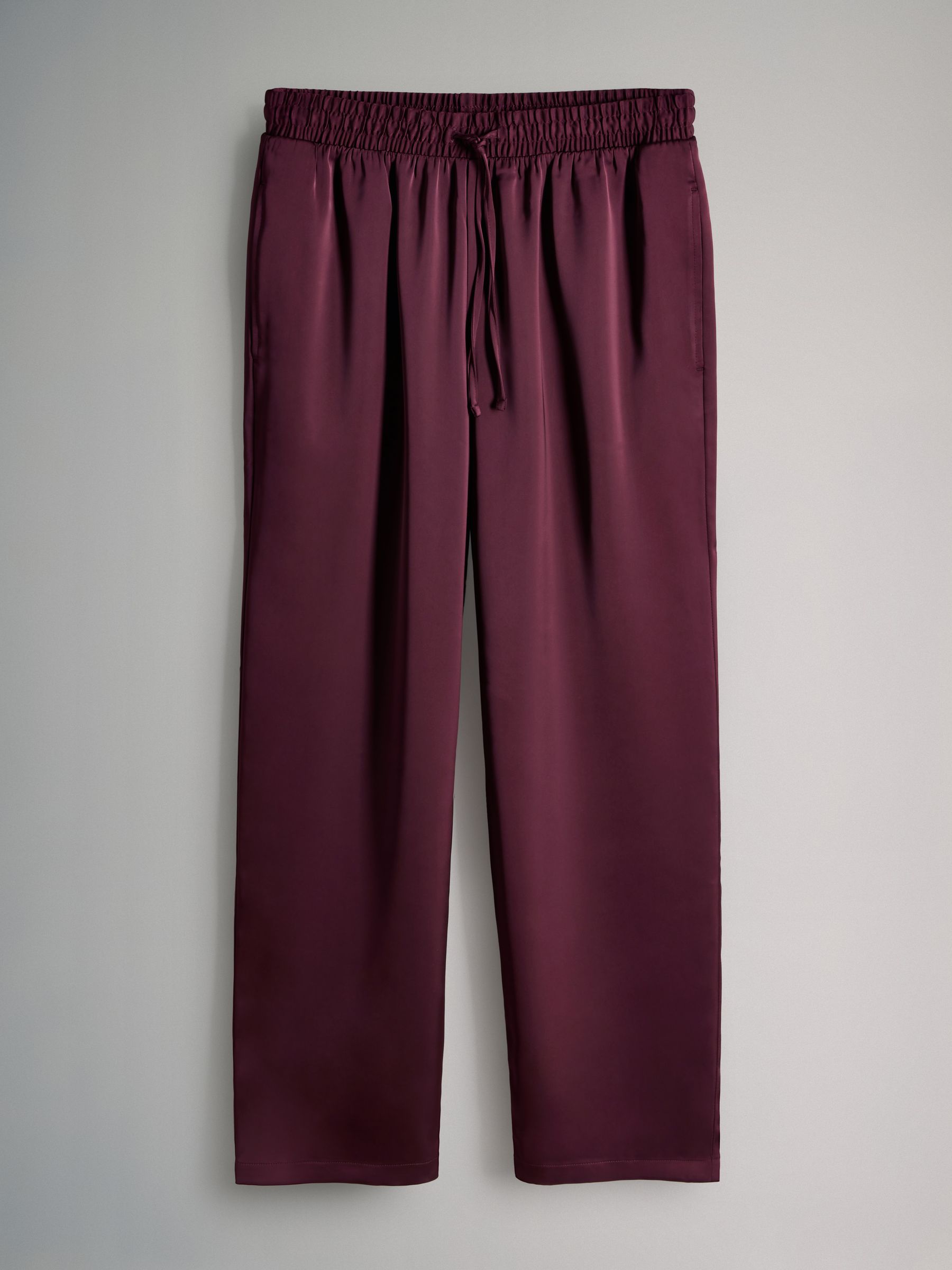 Black/Burgundy Red - 2 Pack Satin Wide Leg Pull On Trousers - Image 9 of 12