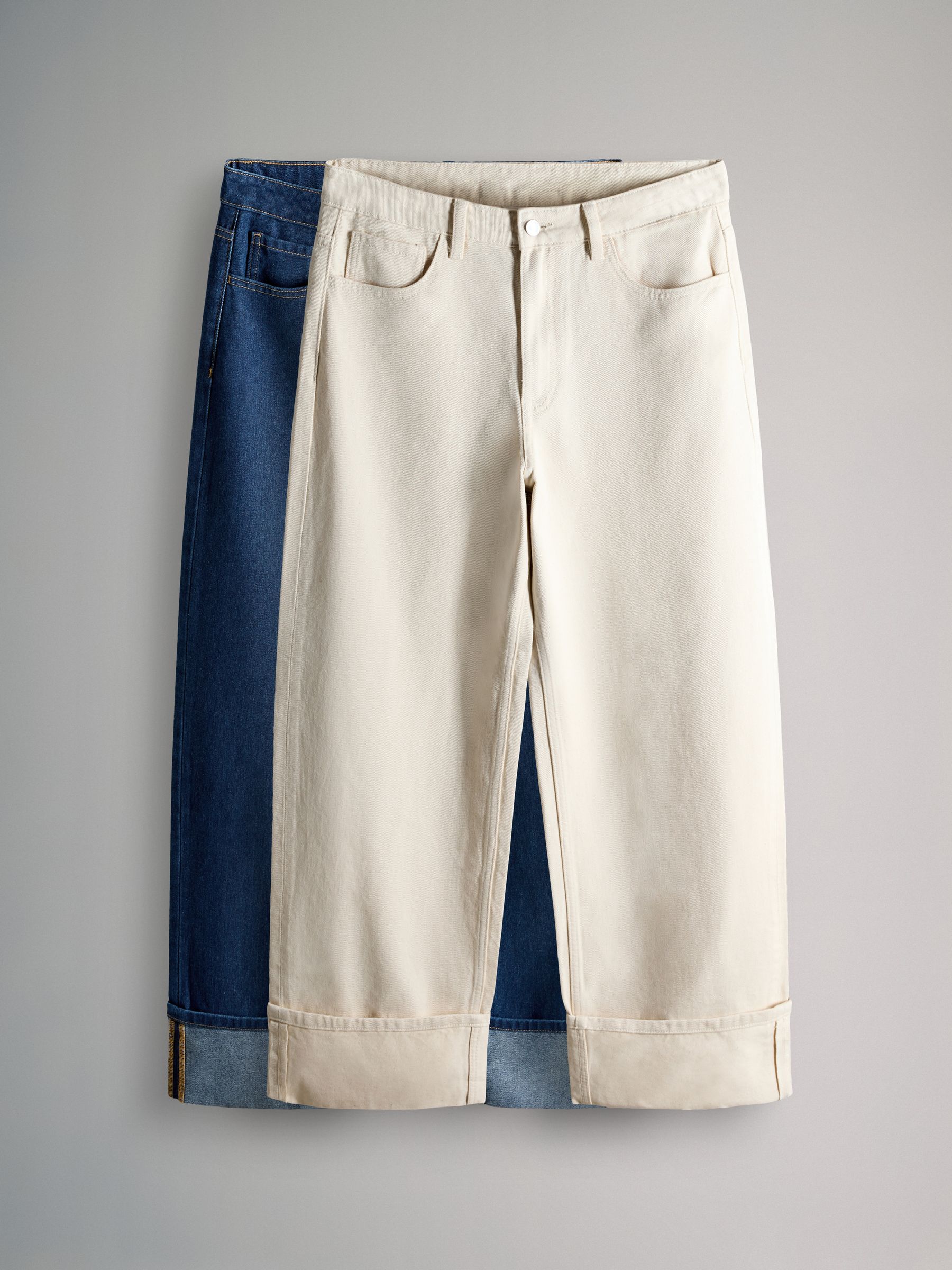 Denim - 2 Pack Turn Up Wide Leg Denim Jeans - Image 2 of 7