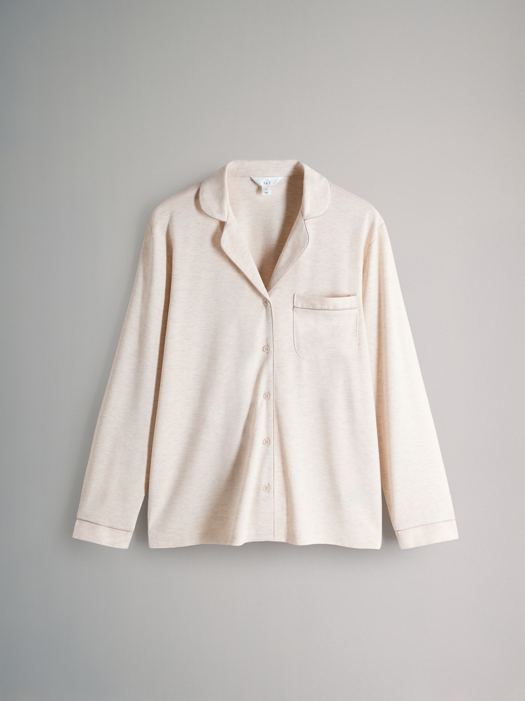 Oatmeal - 2 Pack Viscose Blend Dressing Gown and Button Through Long Pyjamas with Piping - Image 2 of 5