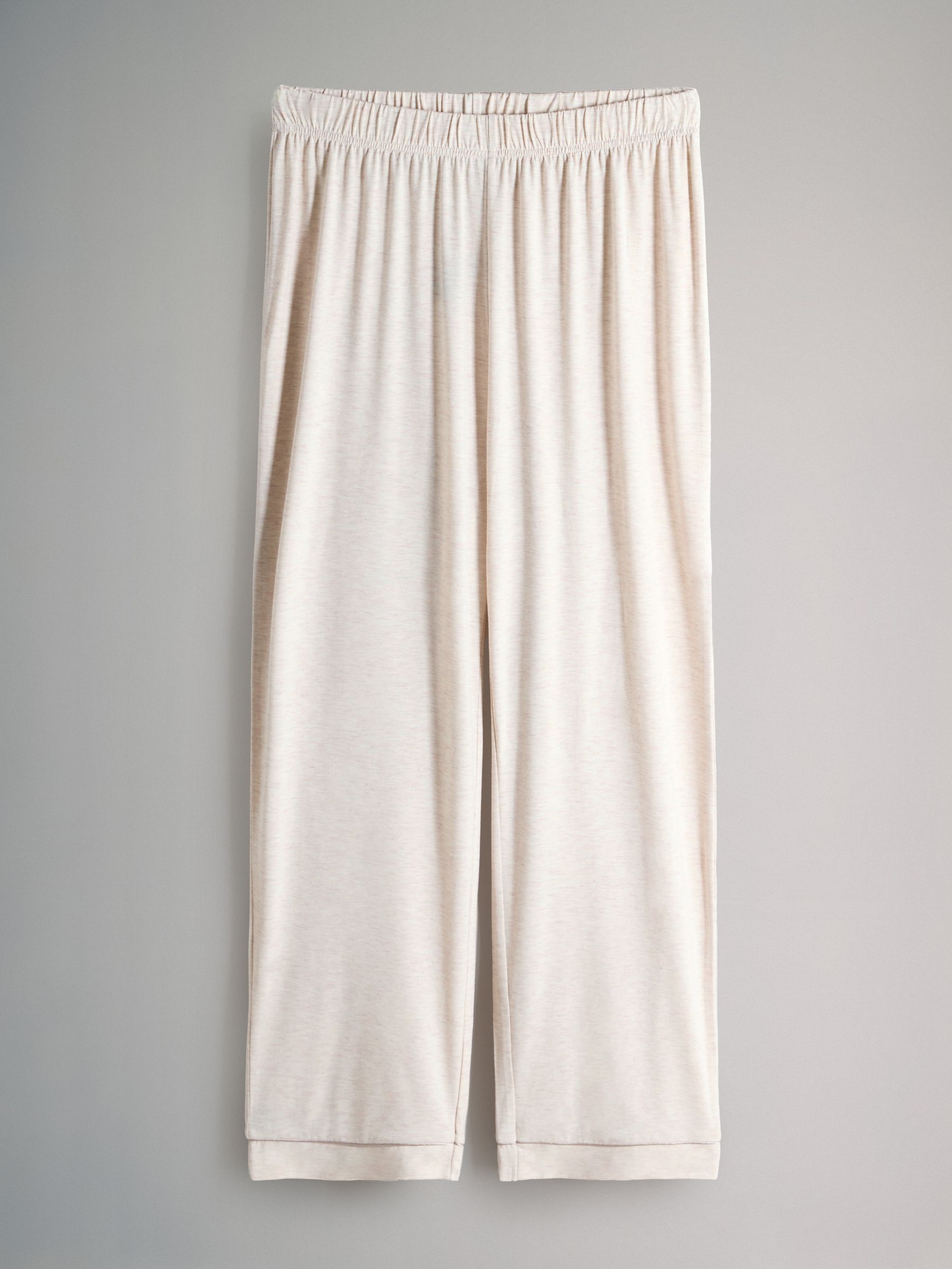 Oatmeal - 2 Pack Viscose Blend Dressing Gown and Button Through Long Pyjamas with Piping - Image 3 of 5