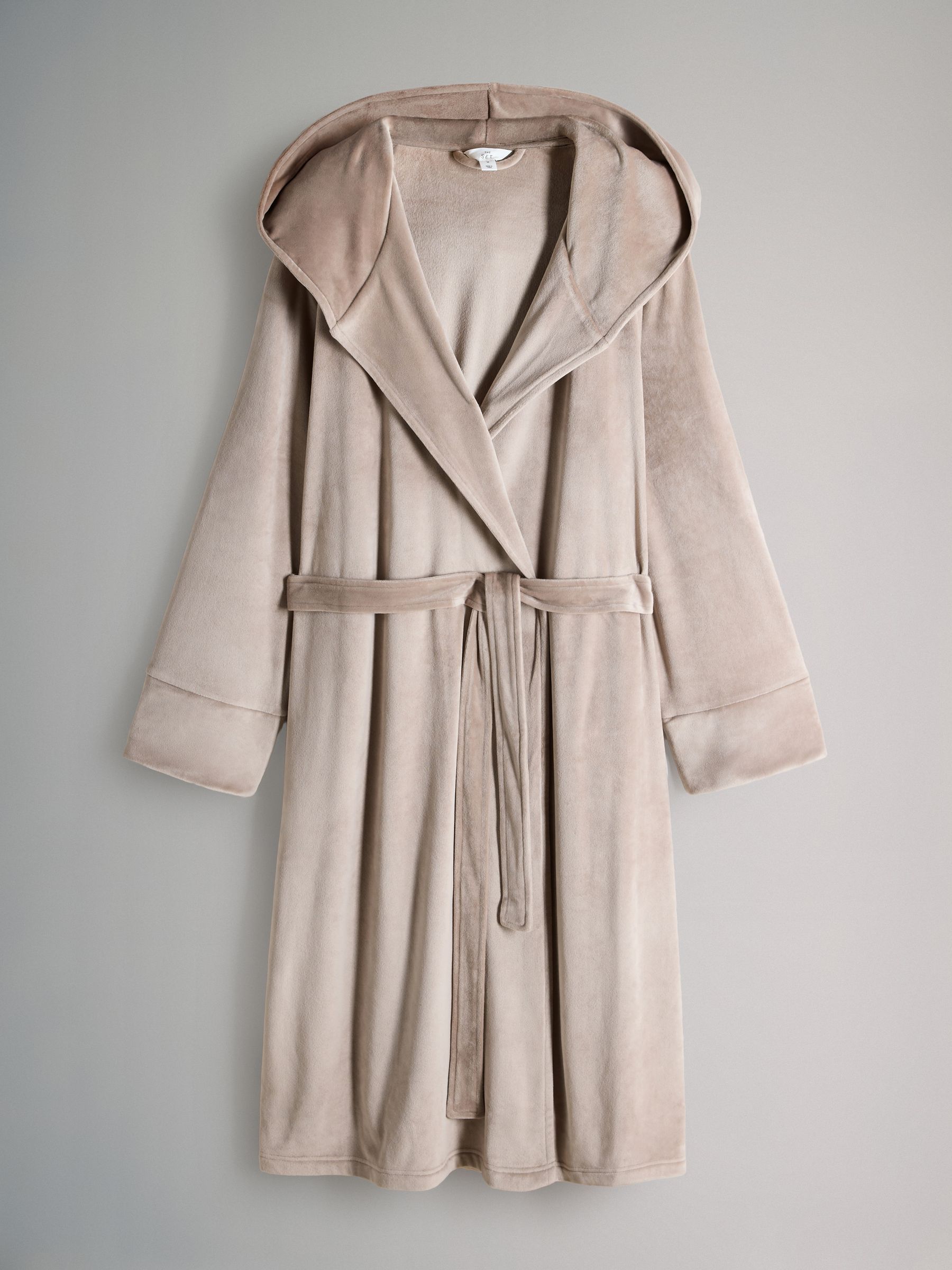 Oatmeal - 2 Pack Viscose Blend Dressing Gown and Button Through Long Pyjamas with Piping - Image 4 of 5