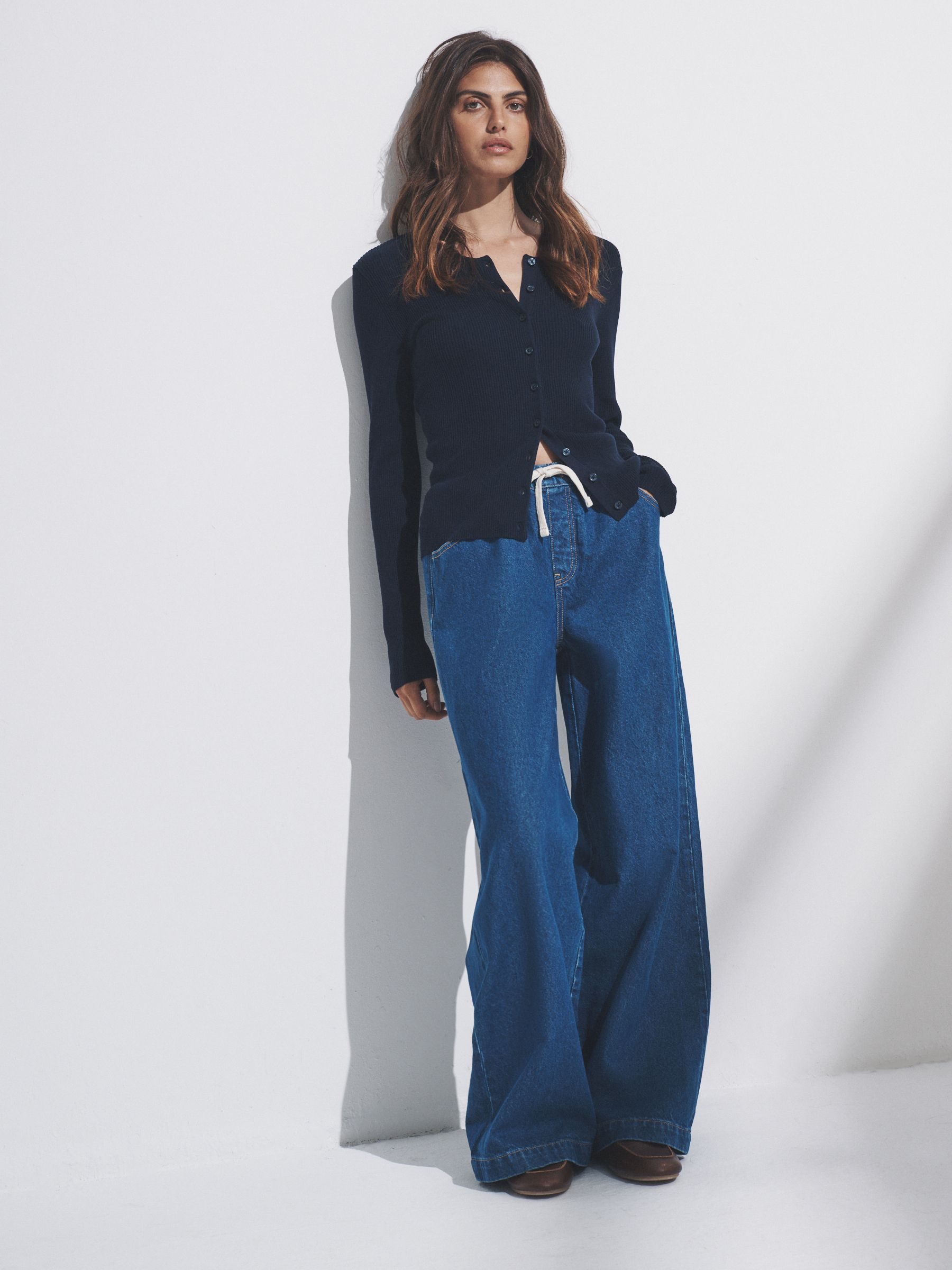 Black/Mid Blue - 2 Pack Pull On Wide Leg Jeans - Image 4 of 14