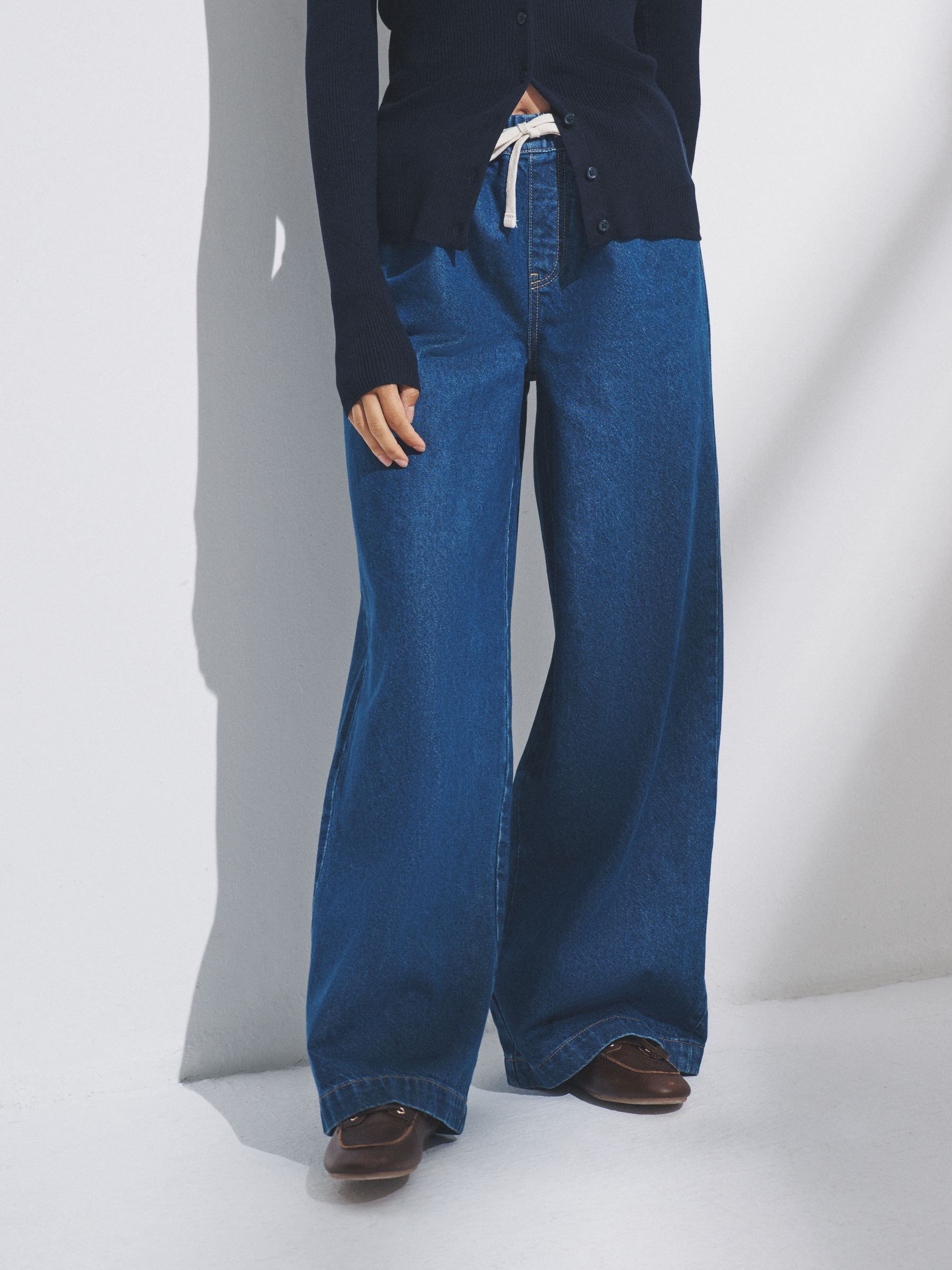Black/Mid Blue - 2 Pack Pull On Wide Leg Jeans - Image 5 of 14