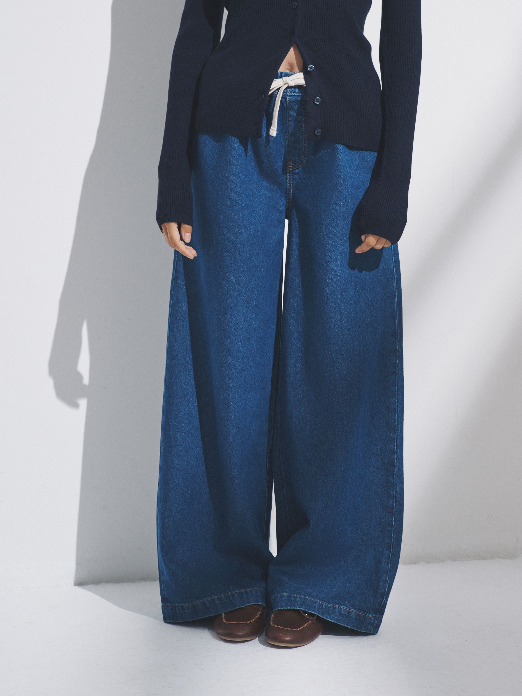 Black/Mid Blue - 2 Pack Pull On Wide Leg Jeans - Image 6 of 14