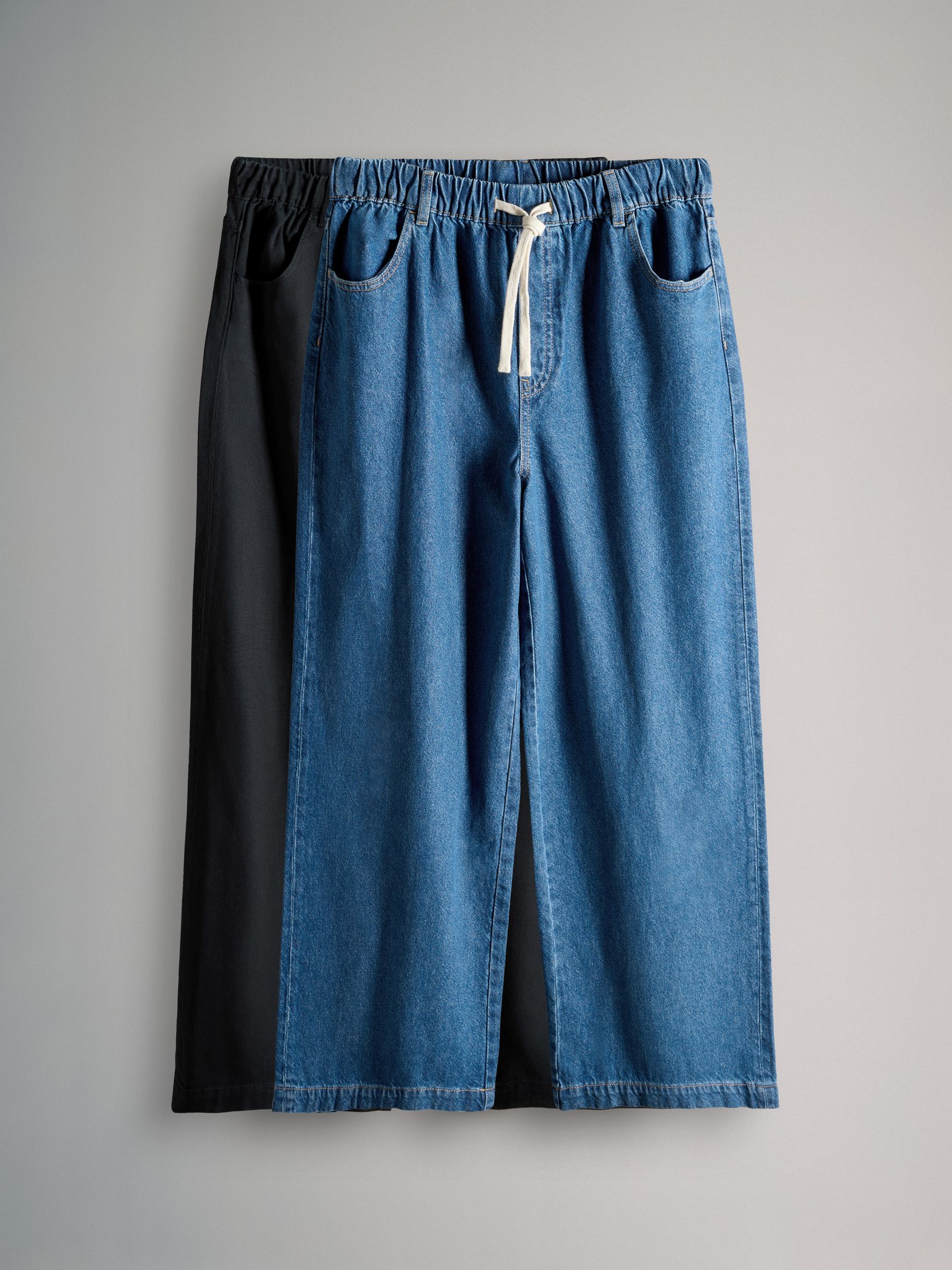 Black/Mid Blue - 2 Pack Pull On Wide Leg Jeans - Image 7 of 14