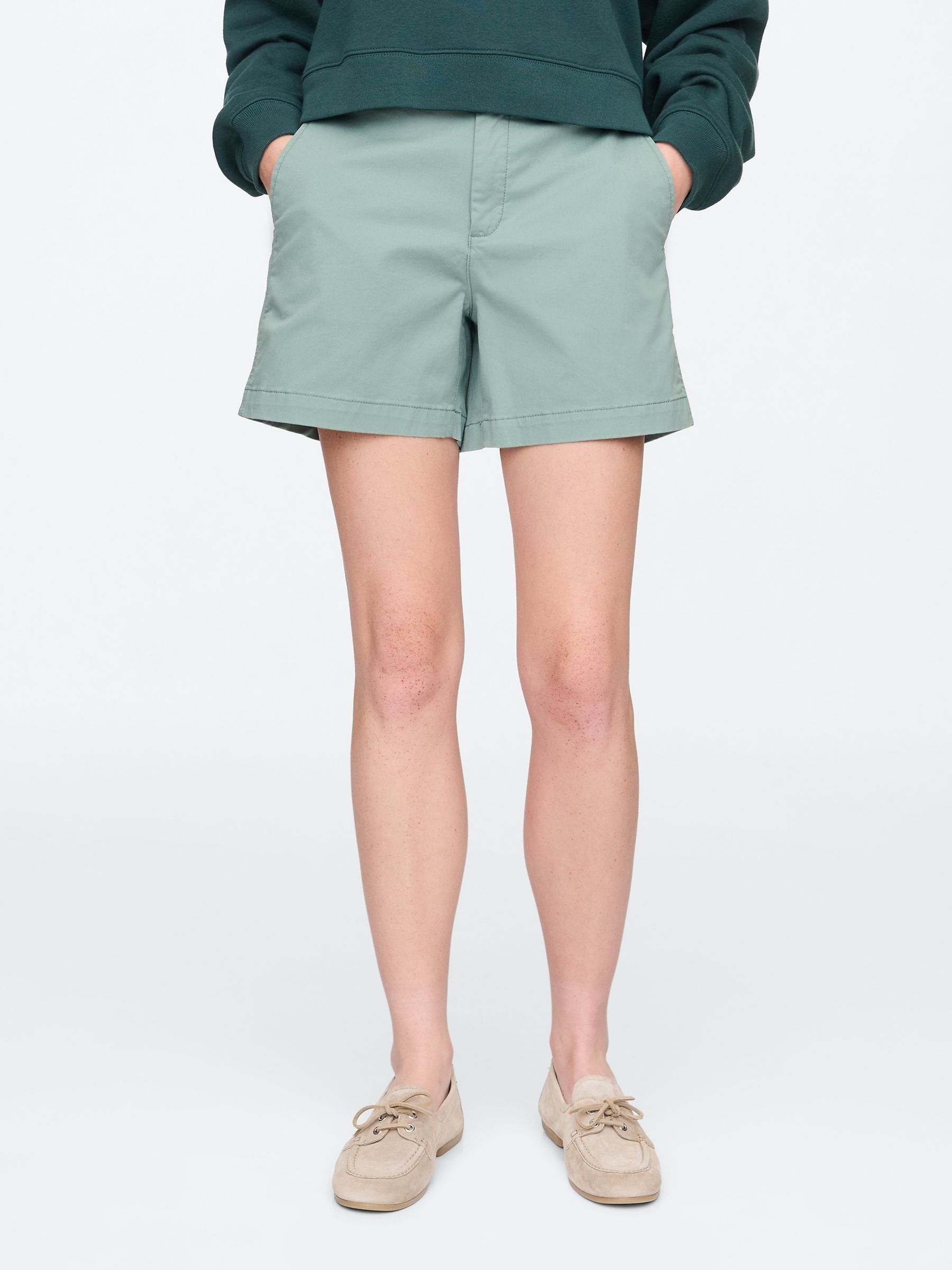 Green 5"" Mid Rise Downtown Chinos Shorts - Image 4 of 5