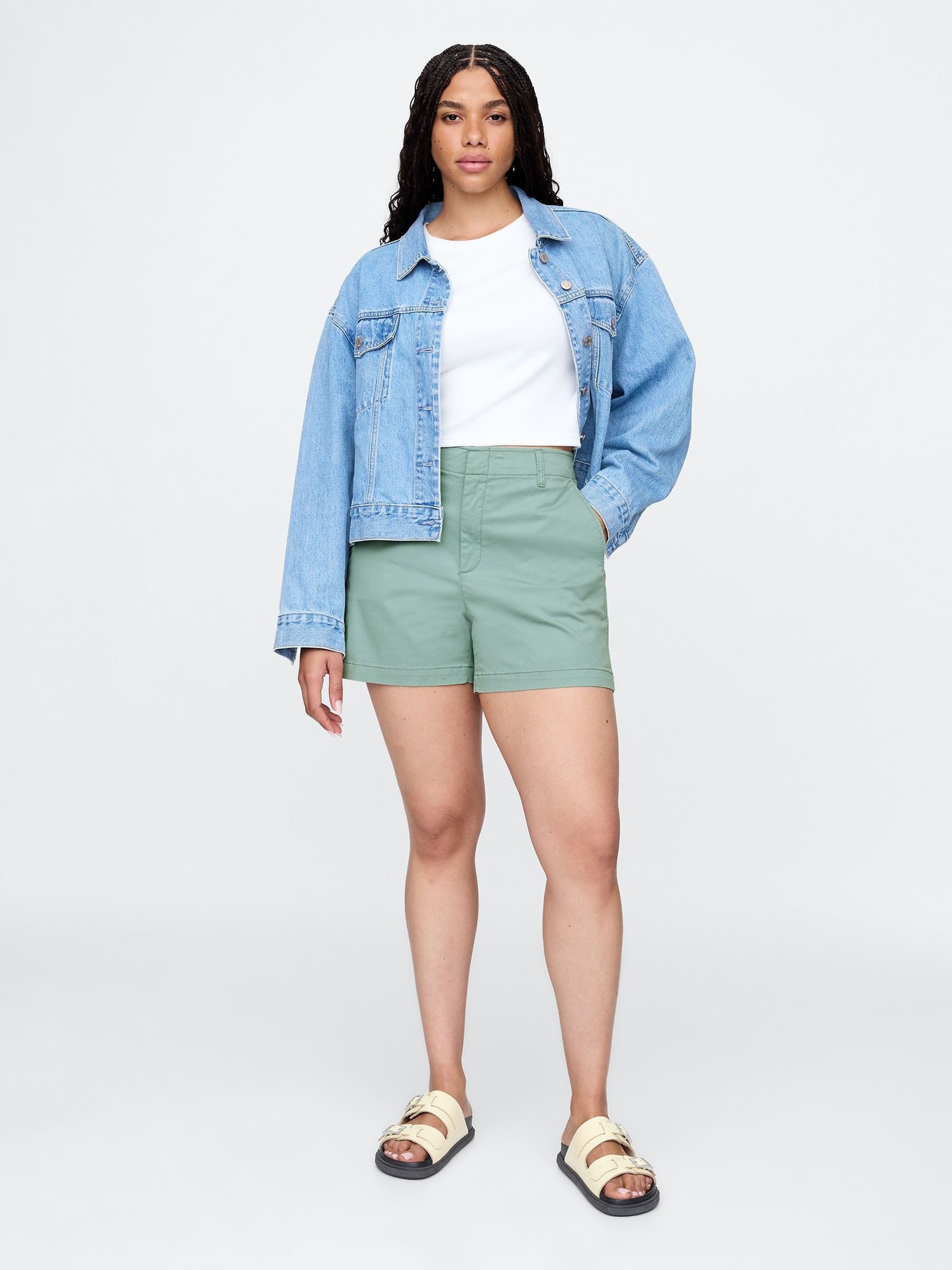 Green 5"" Mid Rise Downtown Chinos Shorts - Image 5 of 5