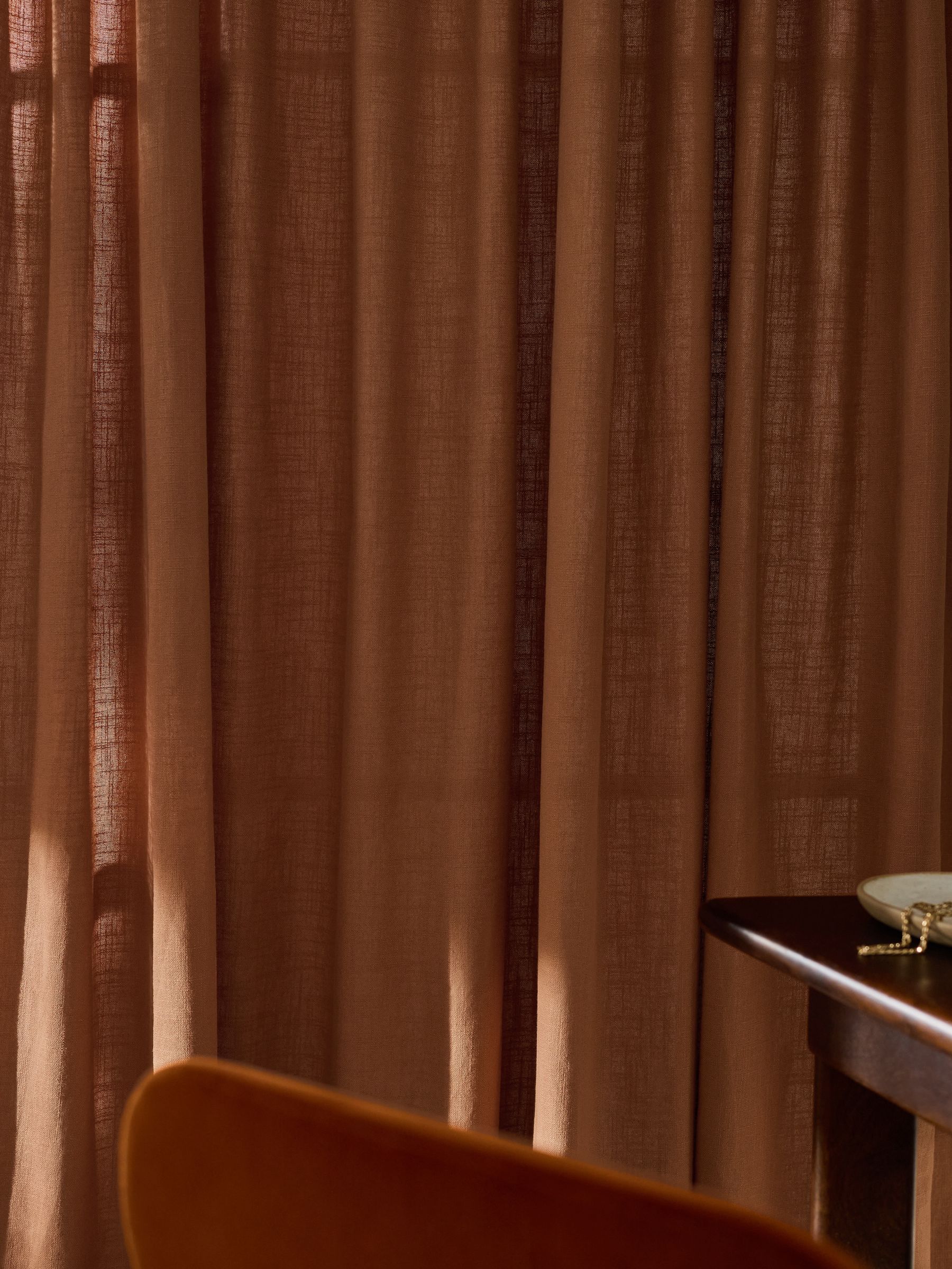 Hadlo Textured Cotton Tab Top Curtains in Rust - Image 3 of 3