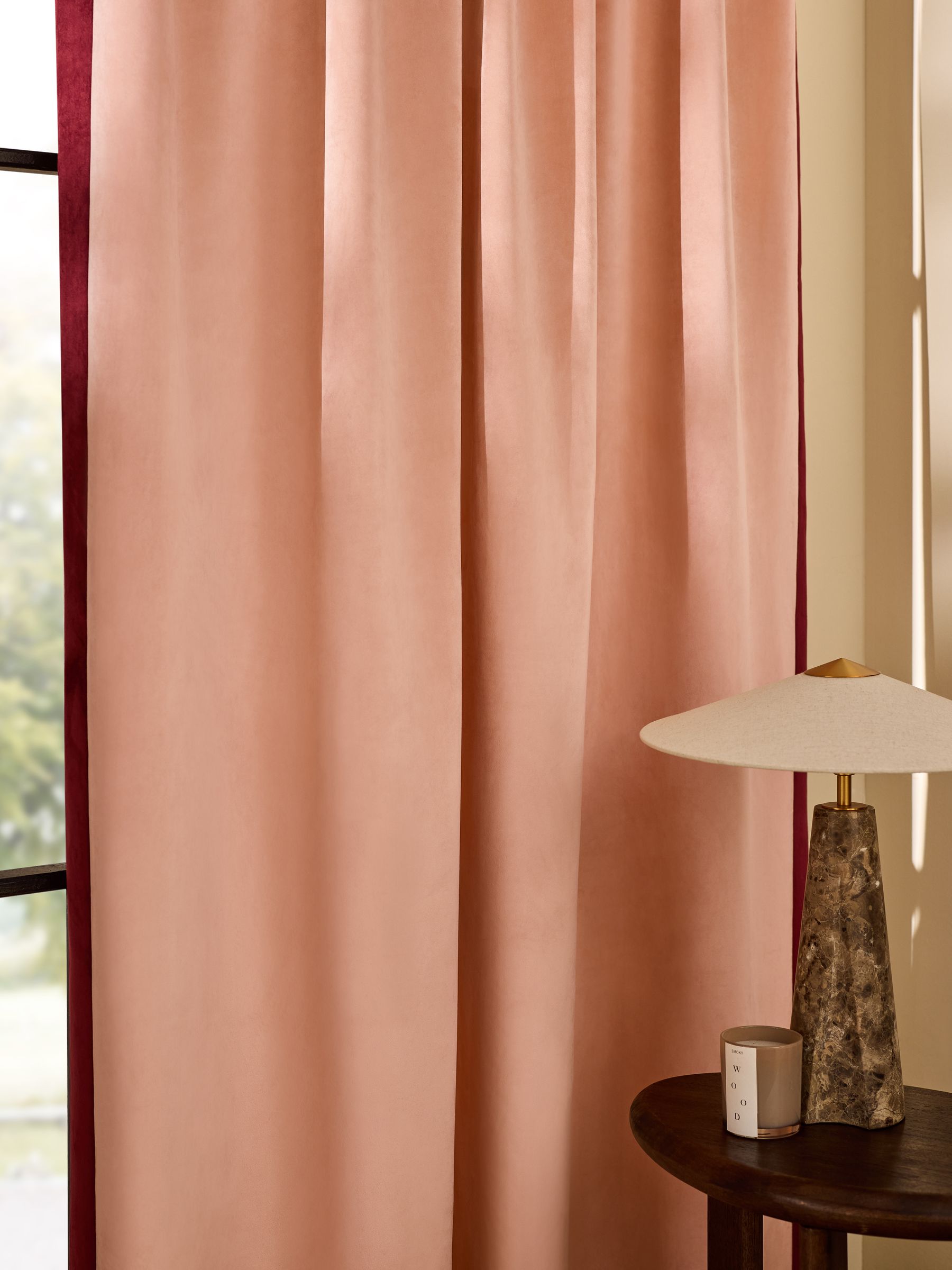 Audley Contrast Hidden Tab Curtains in Blush Pink - Image 2 of 3 Audley Contrast Hidden Tab Curtains in Blush Pink - Image 2 of 3