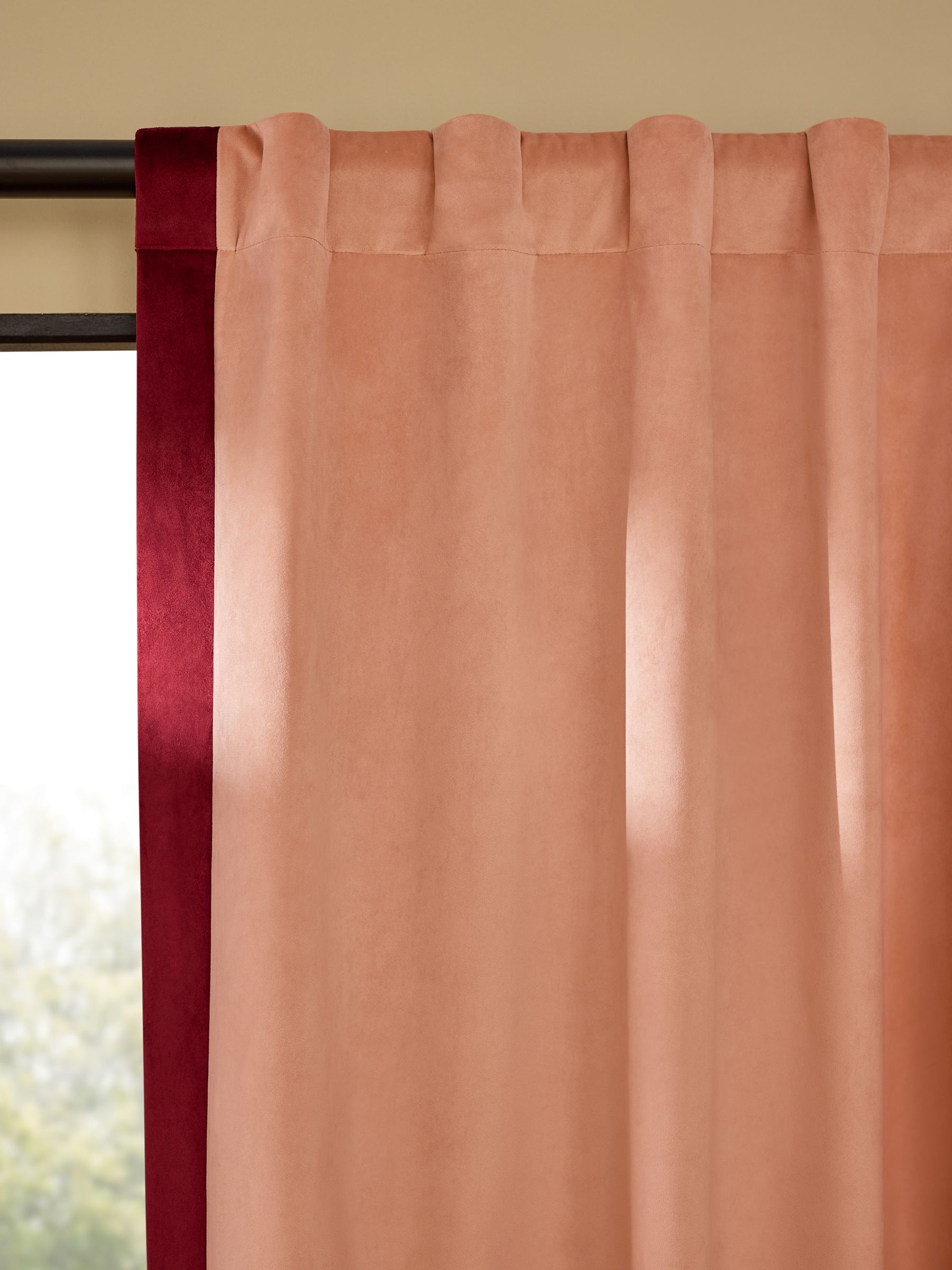 Audley Contrast Hidden Tab Curtains in Blush Pink - Image 3 of 3