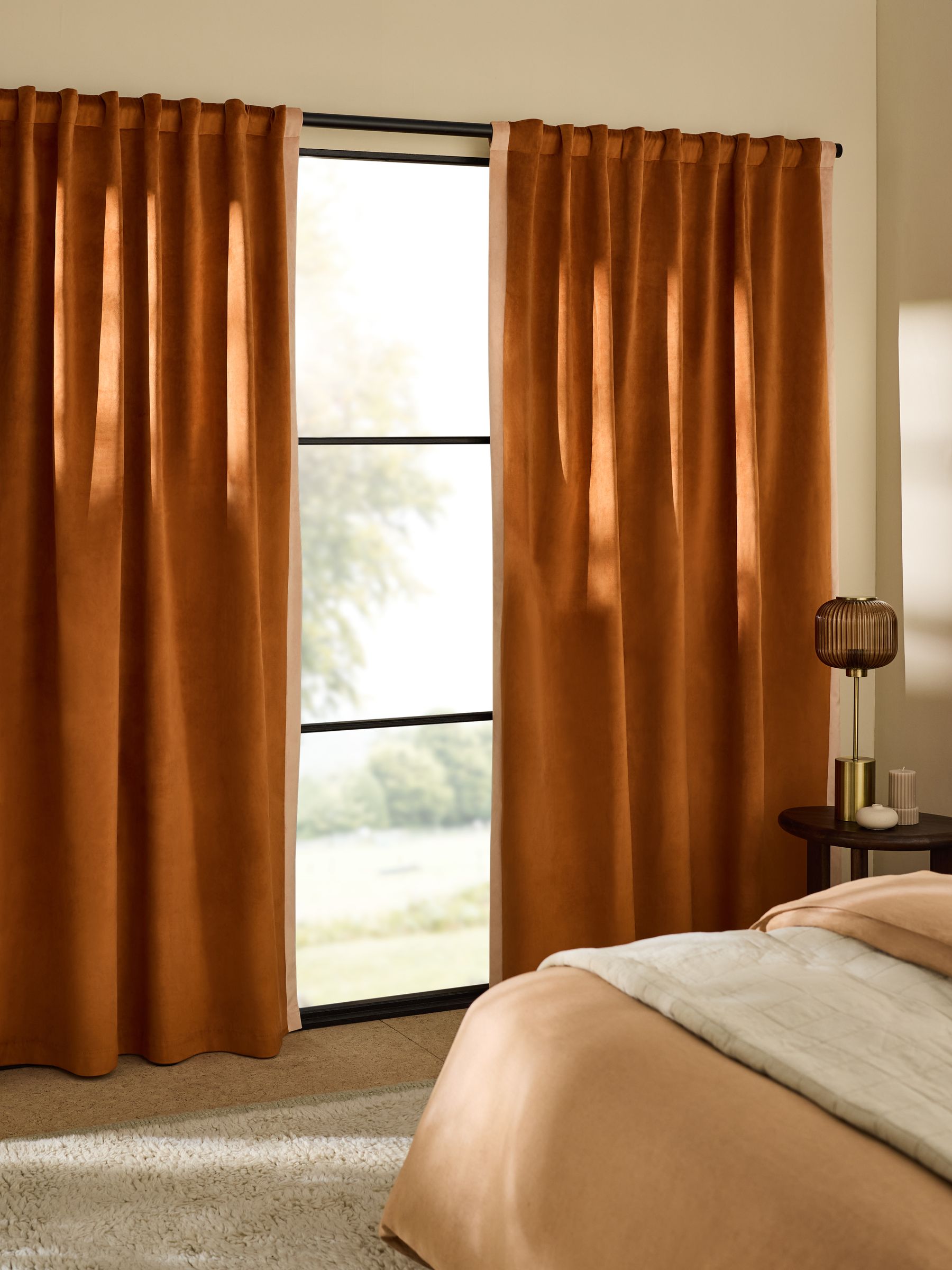 Audley Contrast Hidden Tab Curtains in Rust - Image 1 of 3 Audley Contrast Hidden Tab Curtains in Rust - Image 1 of 3