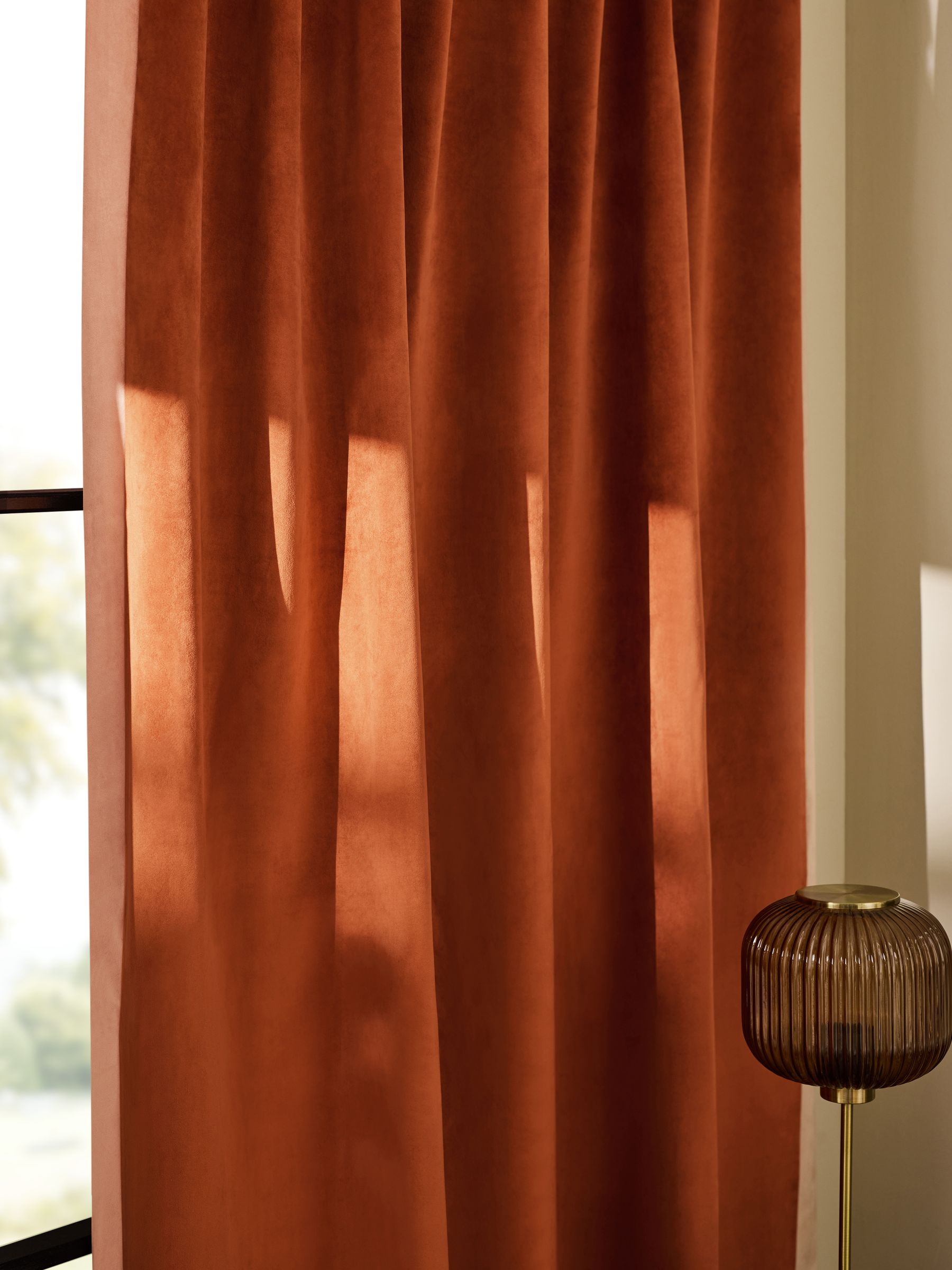 Audley Contrast Hidden Tab Curtains in Rust - Image 2 of 3