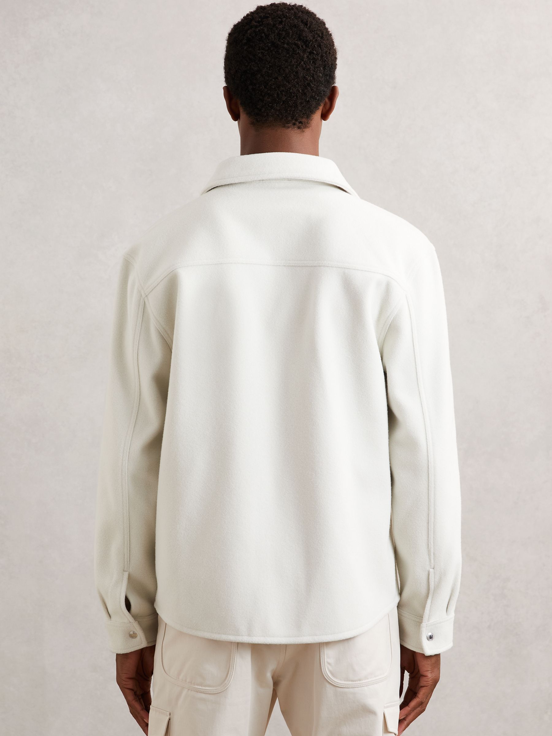 Corduroy-Pocket Press-Stud Overshirt in Off White - image 5