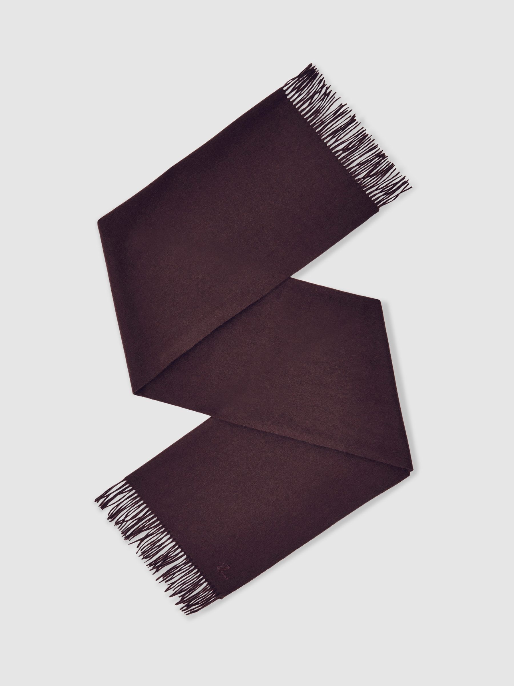 Wool-Cashmere Script-Logo Scarf in Burgundy - Image 1 of 6