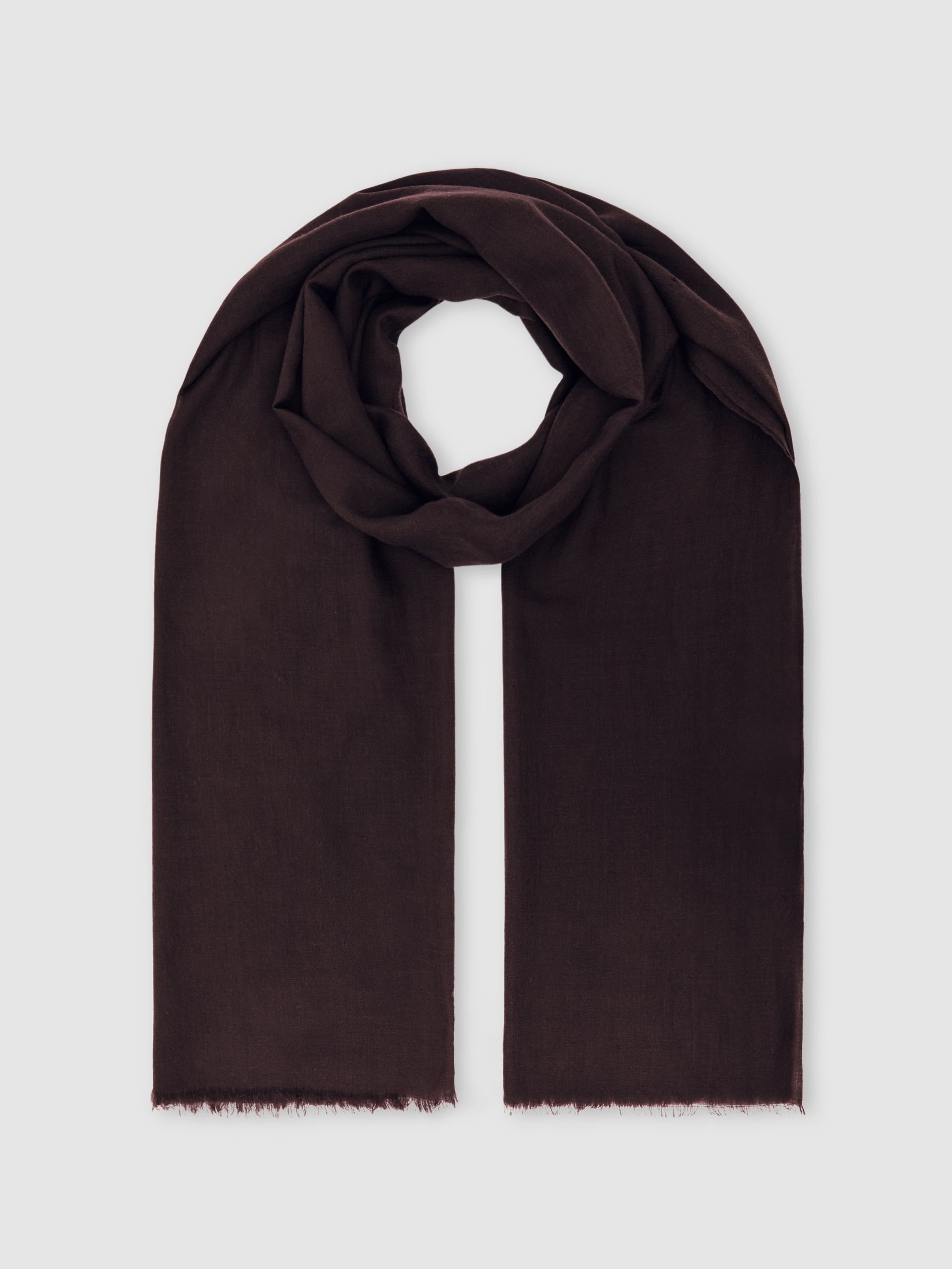 Wool-Cashmere Lightweight Scarf in Burgundy - Image 3 of 5