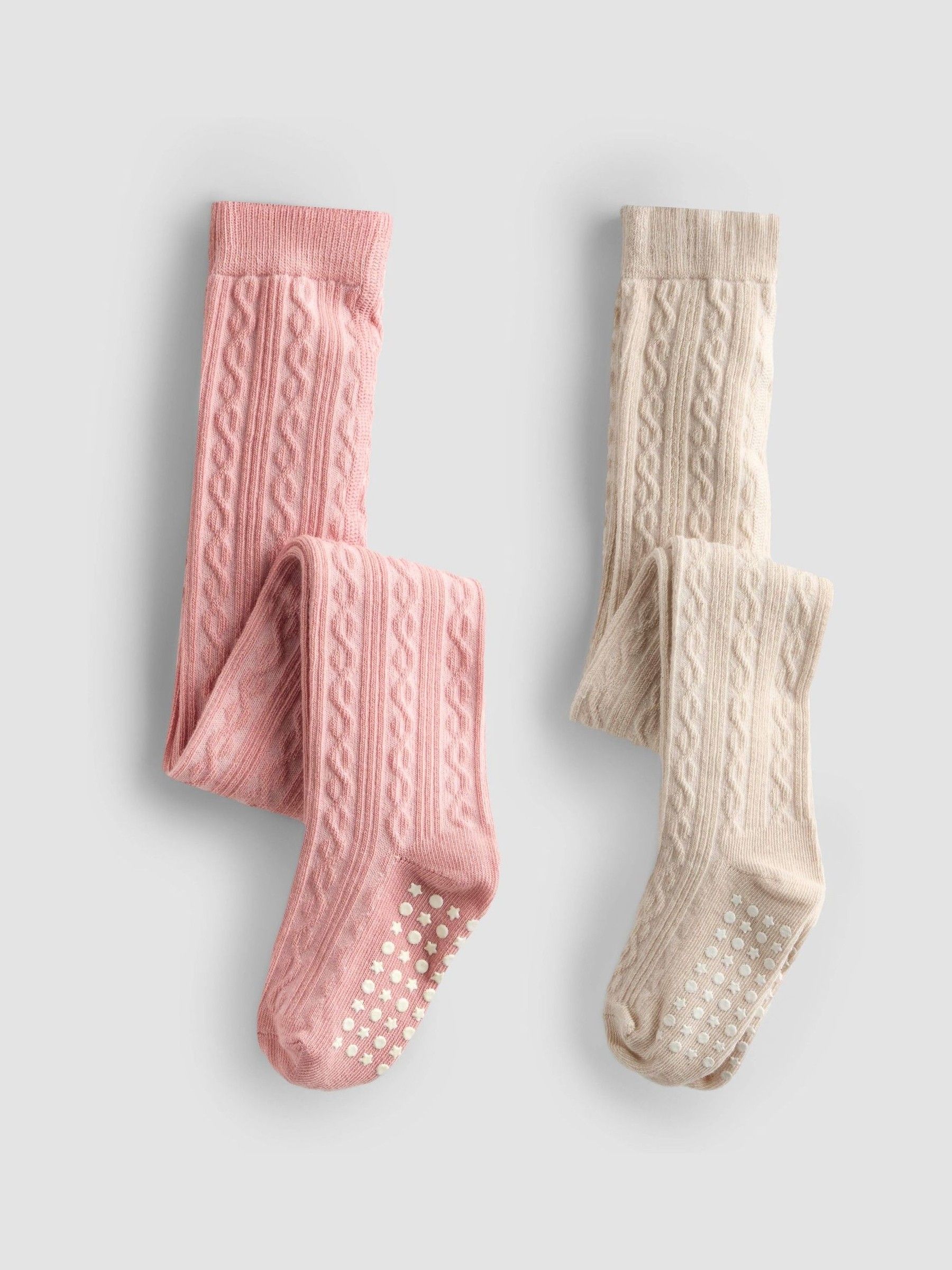 Pink 2-Pack Cotton Rich Cable Tights - Image 1 of 7 Pink 2-Pack Cotton Rich Cable Tights - Image 1 of 7