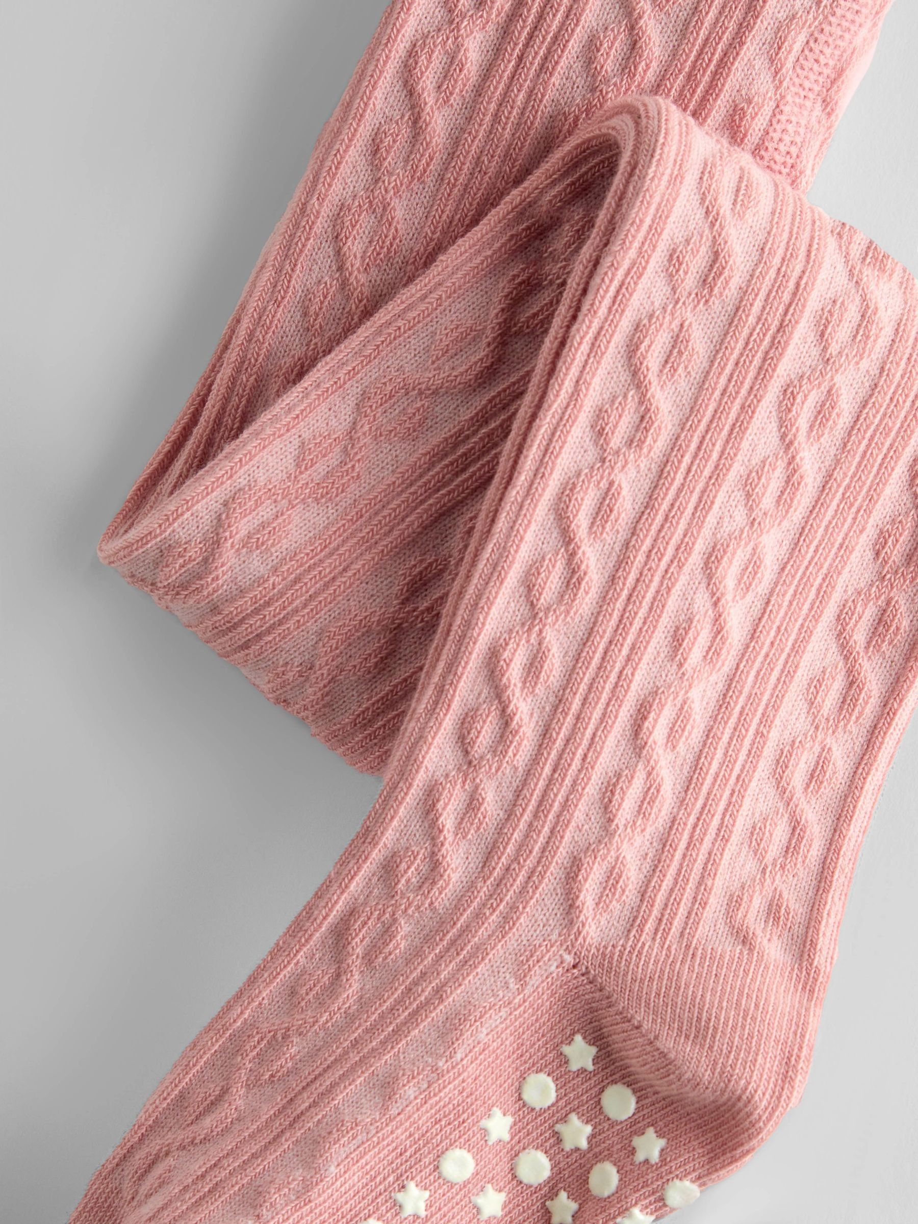 Pink 2-Pack Cotton Rich Cable Tights - Image 3 of 7