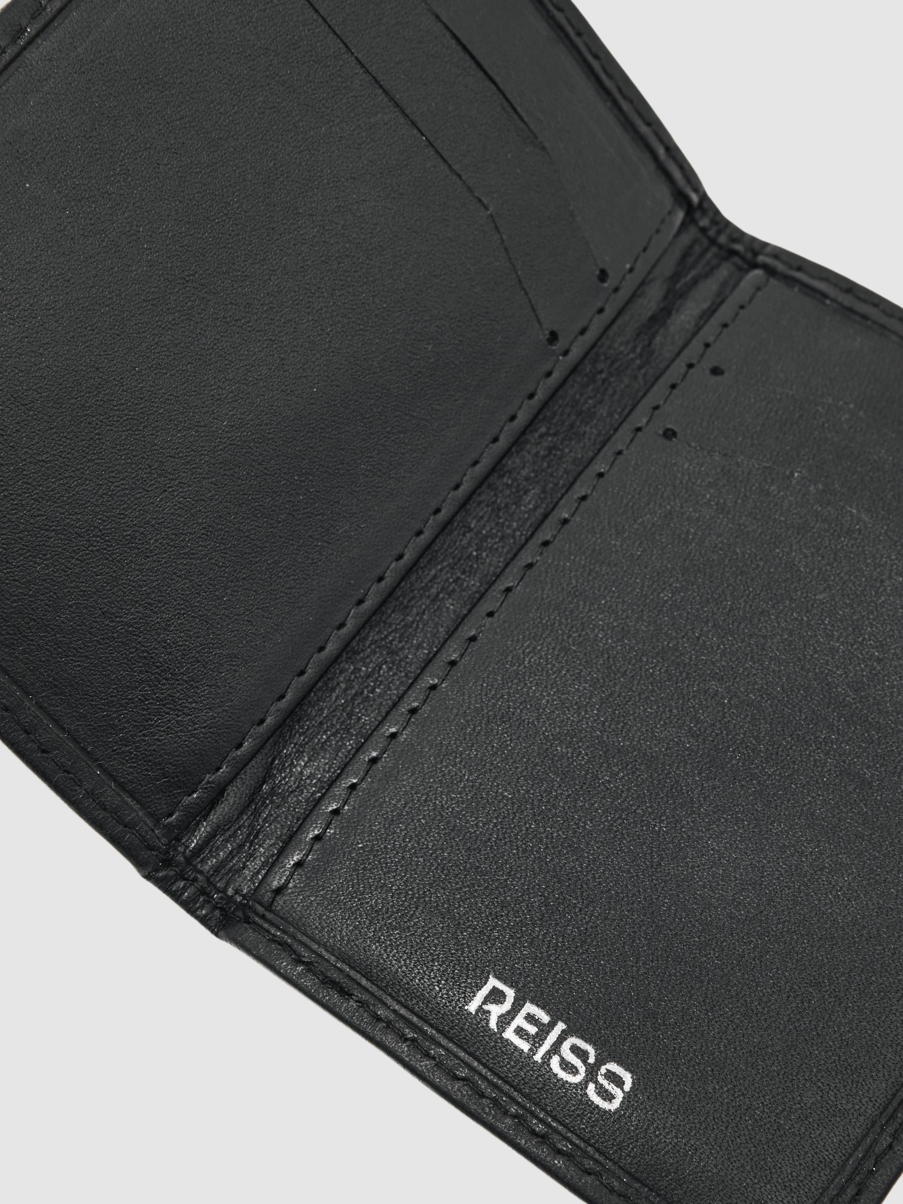 Leather Large Lattice-Effect Cardholder in Black - Image 3 of 3