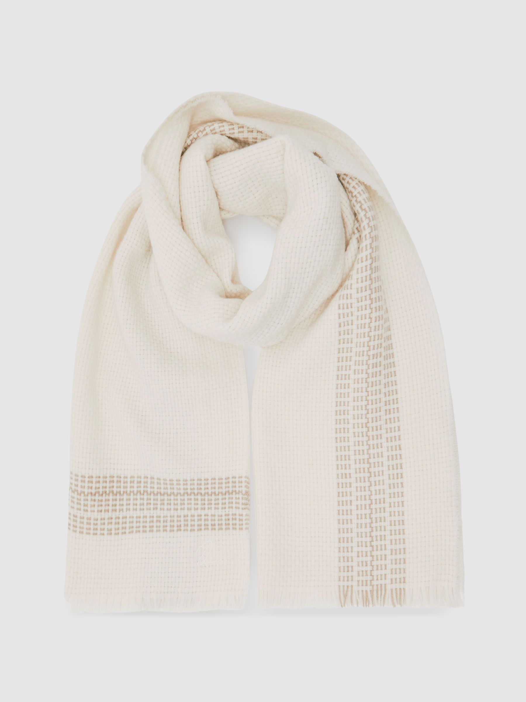 Wool-Cashmere Textured Scarf in Cream - image 3