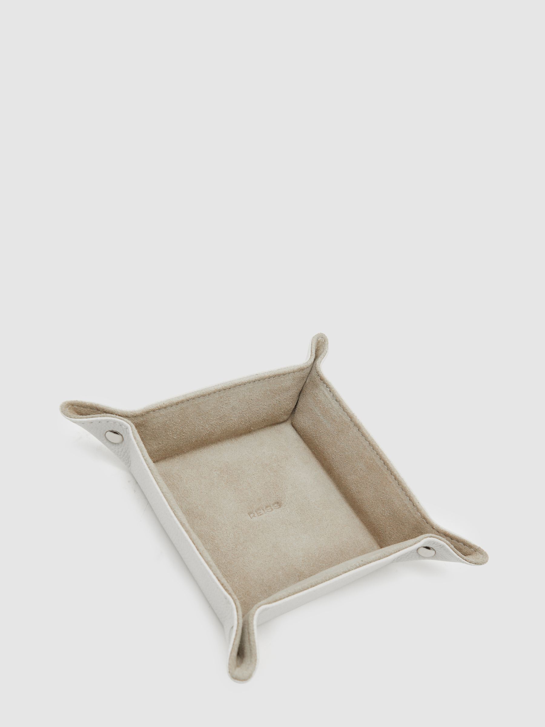 Atelier Grained-Leather Coin Tray in Off White - image 4