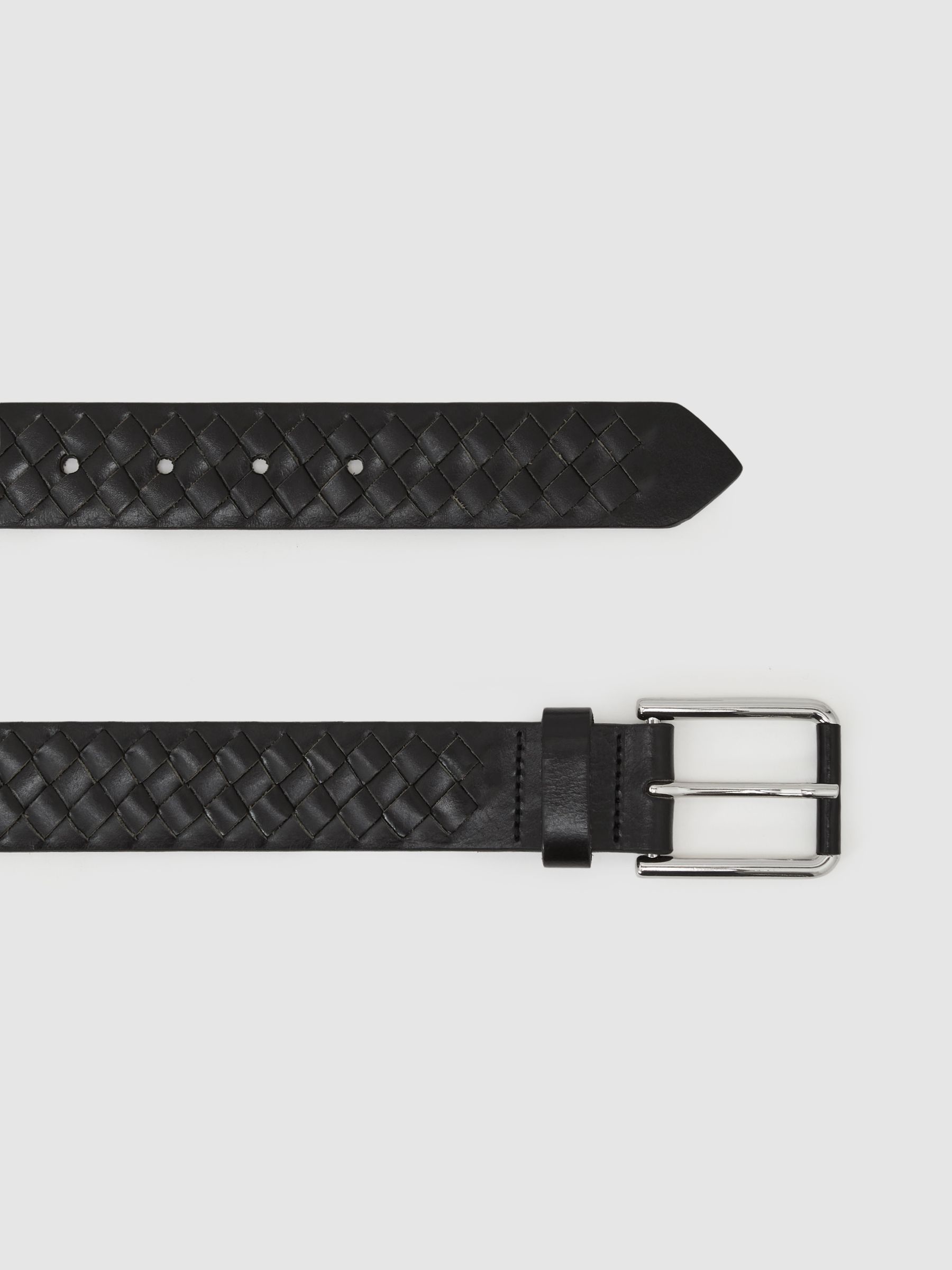 Leather Woven Belt in Black - Image 3 of 4